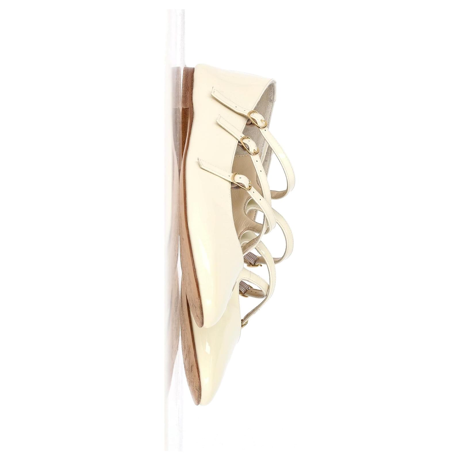 24AW CELINE LES BALLERINES クリスクロス ベビーズ バレリーナ Women's Celine criss-cross babies ballerinas in patent