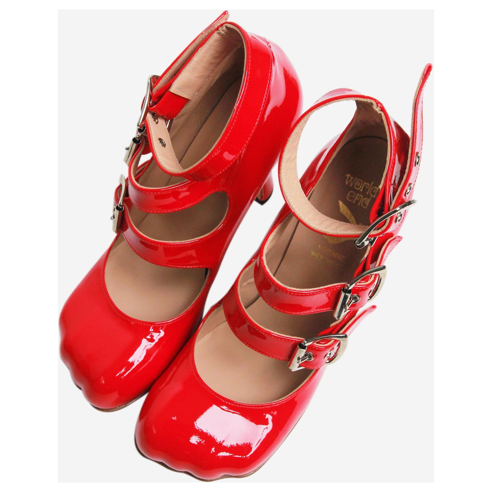 Vivienne Westwood Red Animal toe three-strap patent pumps - size