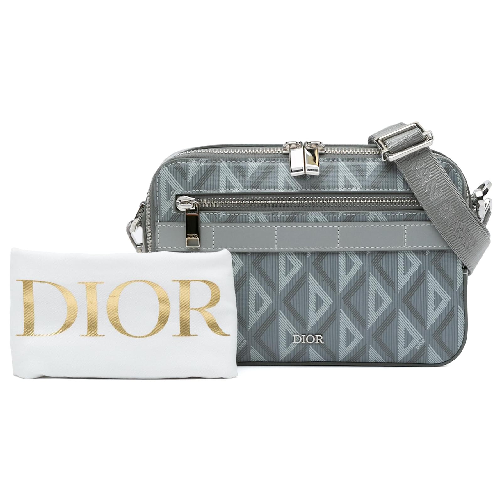 諭吉 2024年購入 ディオール Safari CD Diamond Gray Dior CD Diamond Safari Bag with Strap Cloth ref.1725740