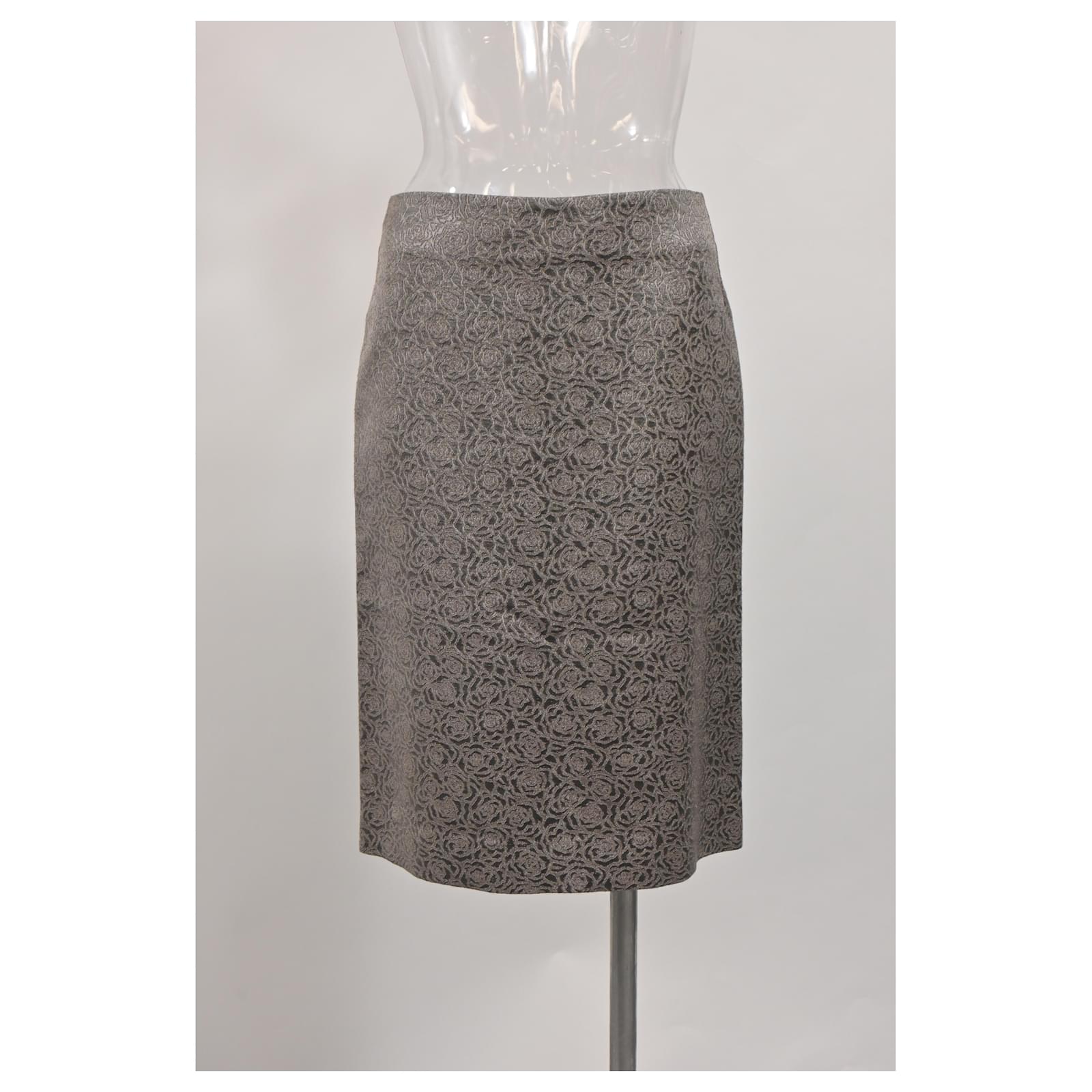 Tan Floral Pencil Skirt East 5th Pencil Skirt Sz 14 Floral Flowers Red  Beige Lined J262