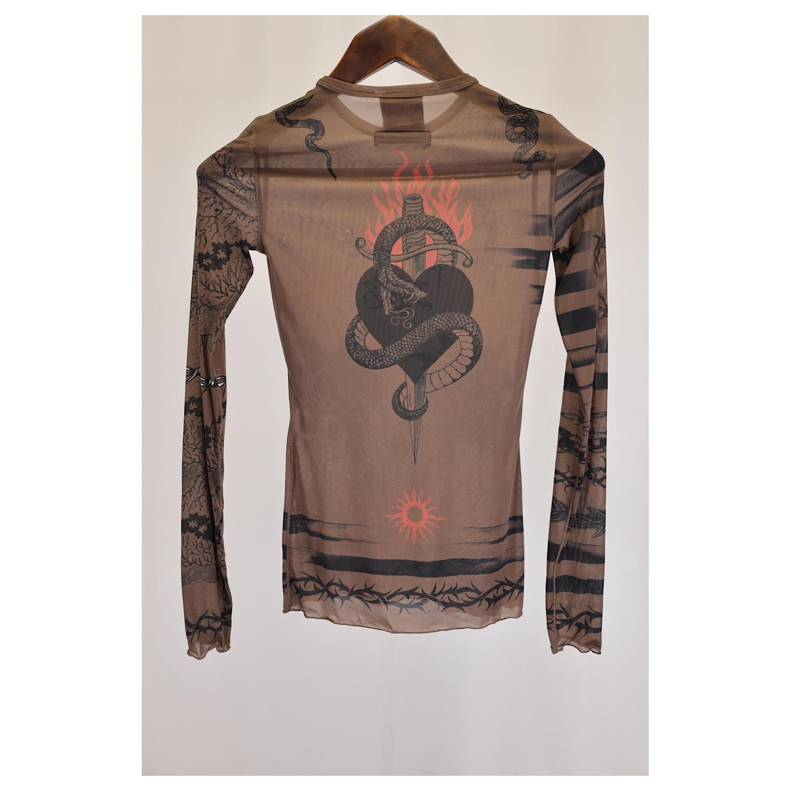 【関税込み】Jean Paul Gaultier ブラウン Printed Wood Tシャツ T-shirt Jean Paul Gaultier Jean Paul Gaultier Printed Wood T