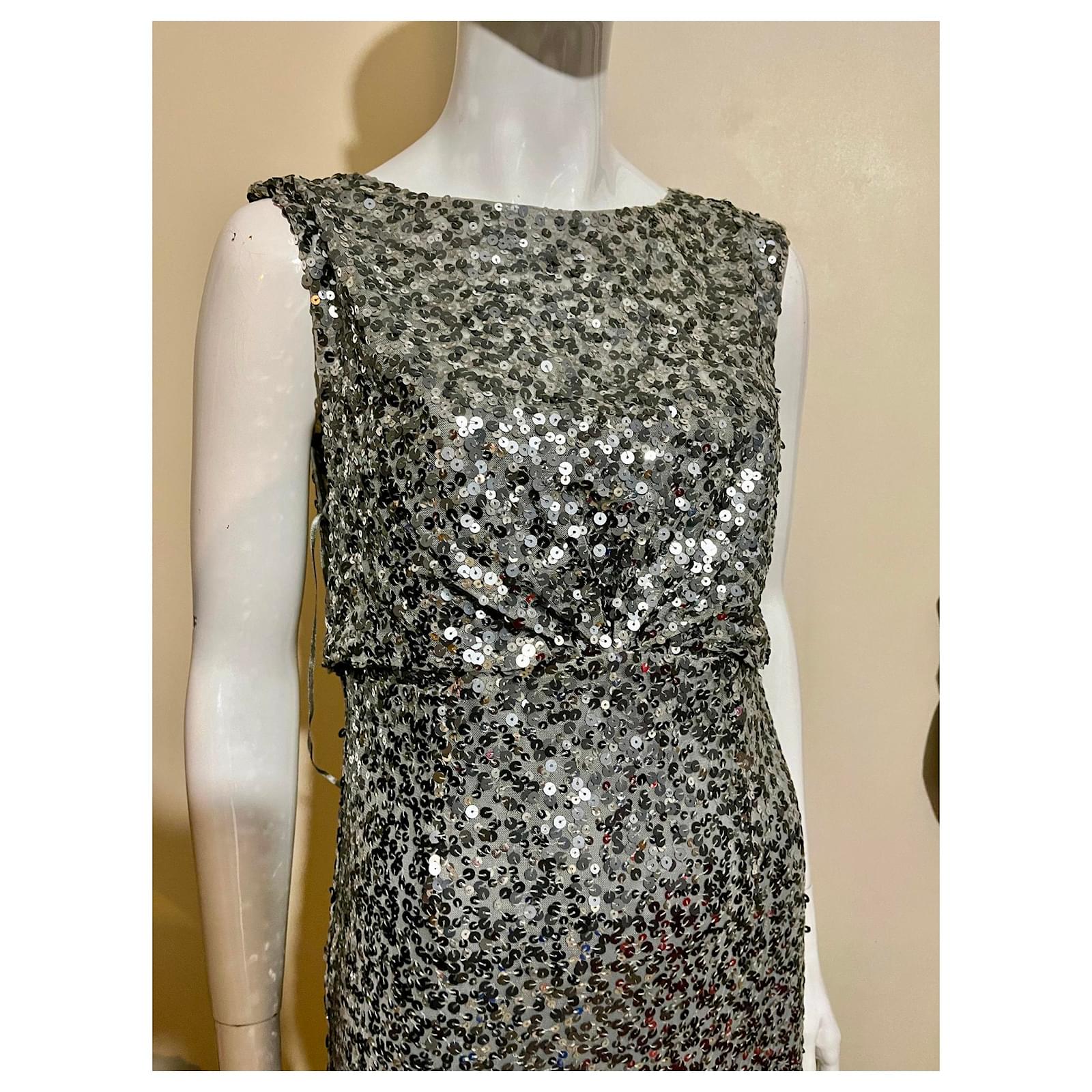 princess polly baby blue dress Caron sequined strapless gown in silver - Jenny Packham main image 1