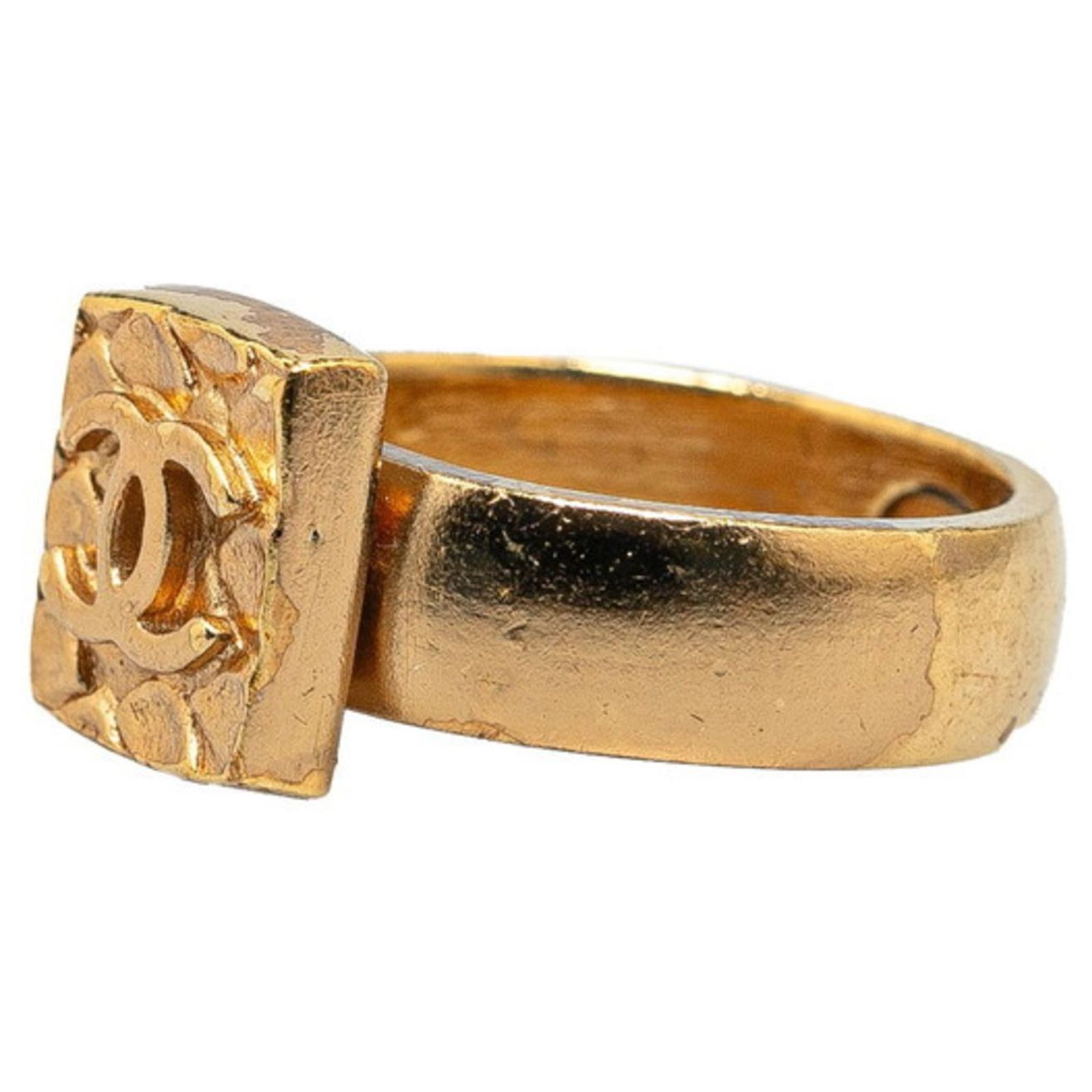 Chanel Coco Mark Square Ring #53 Golden Gold-plated ref.JC1727267 