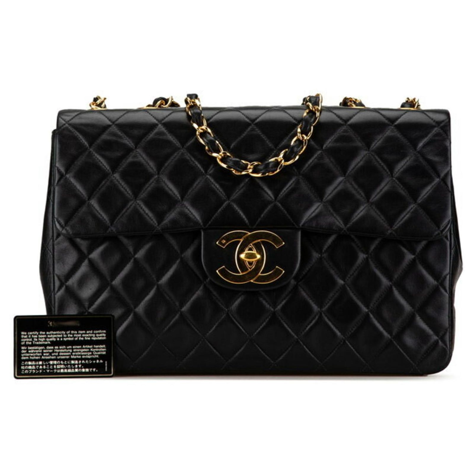 Chanel Matelasse 33 Coco Mark Chain Shoulder Bag Black Leather ref