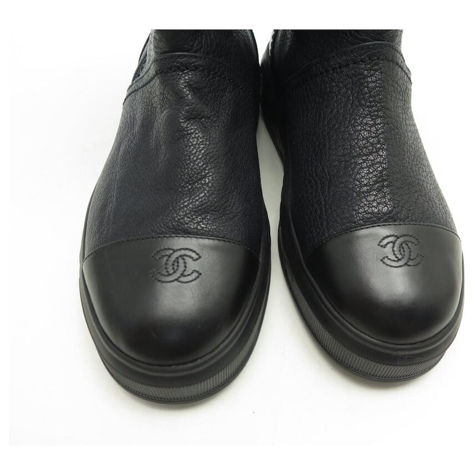 NINE CHANEL SHOES FUR-LINED BOOTS G33913 LEATHER Black ref