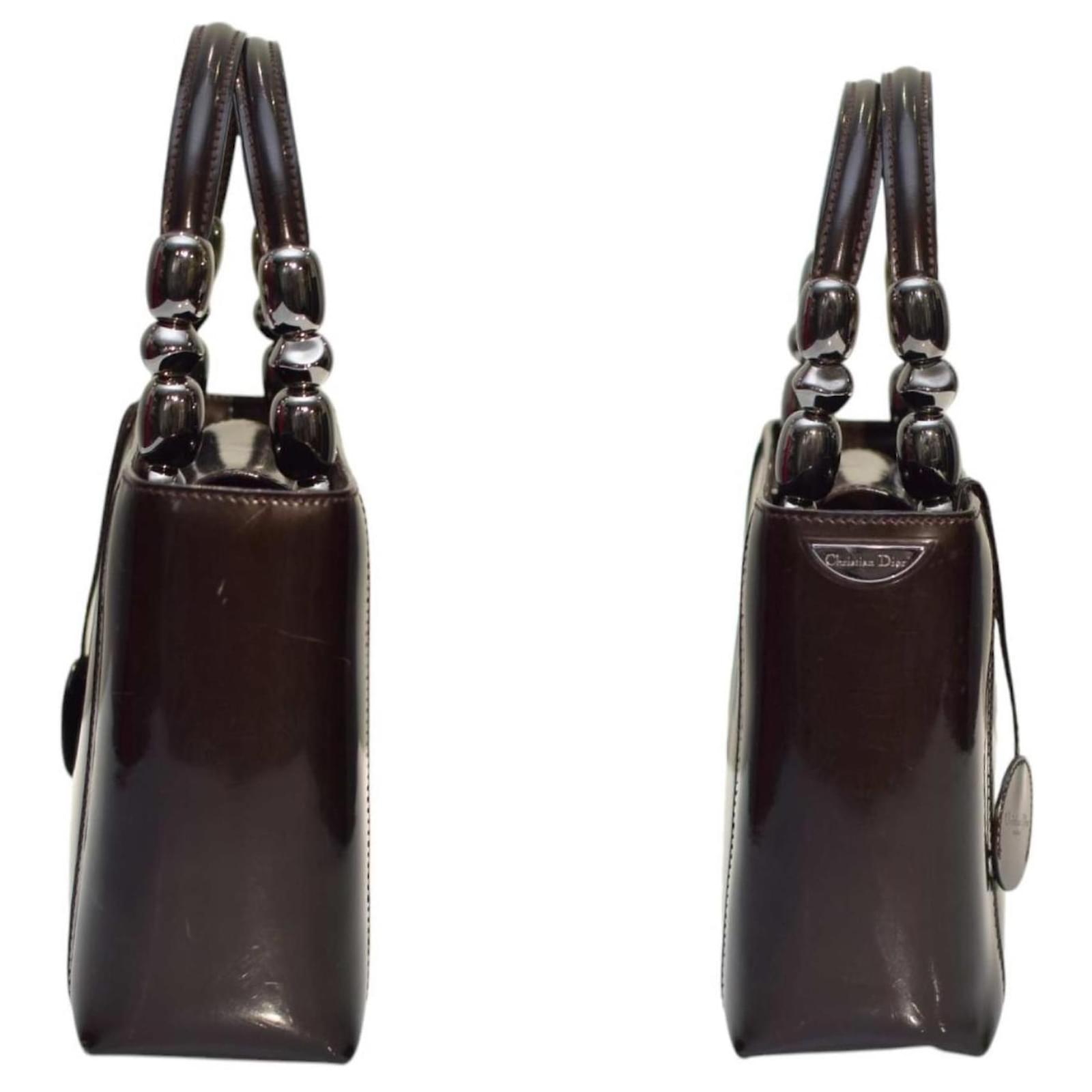 Christian Dior Vintage Dark Brown / Purple Patent Leather Maris