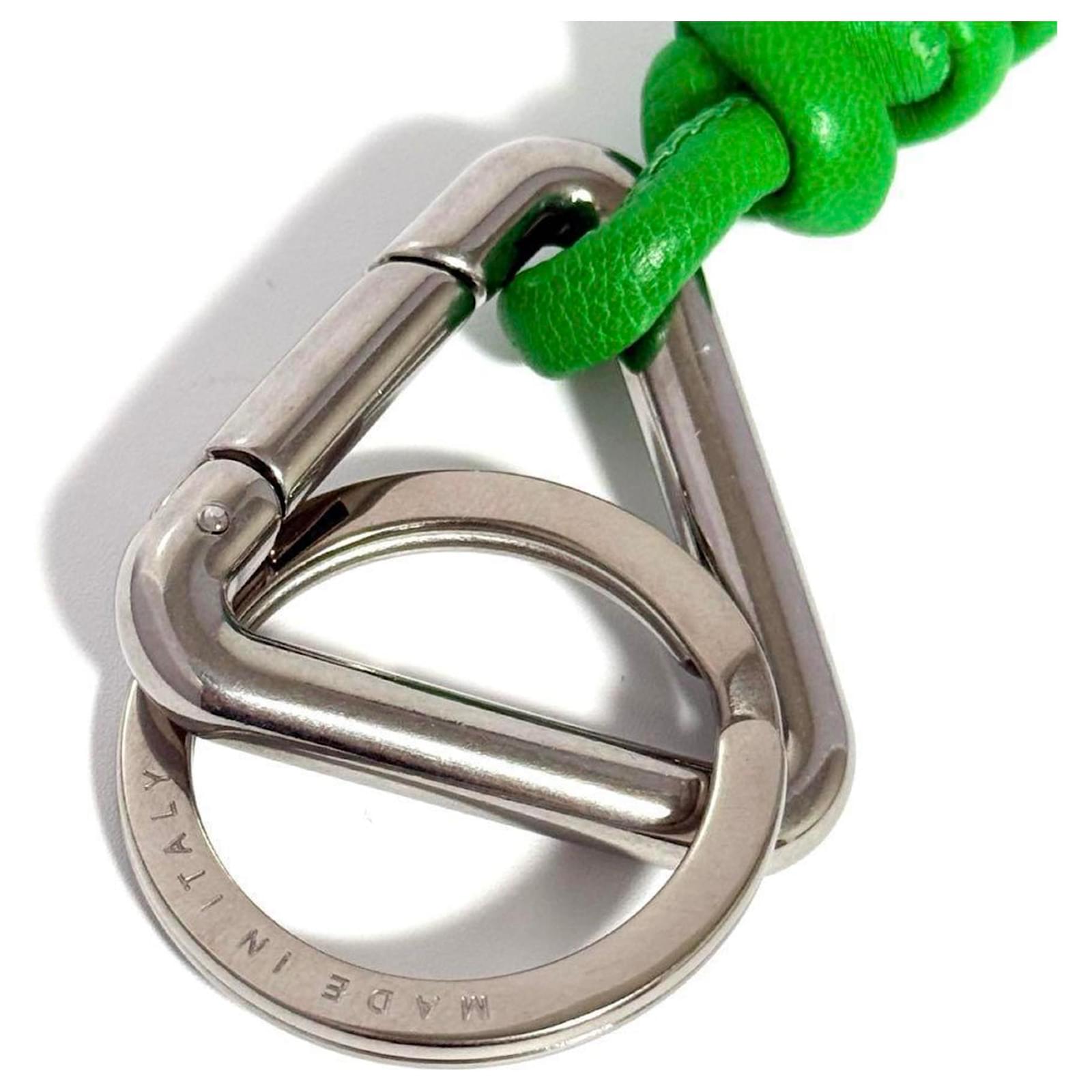 Bottega Veneta Men's Triangle Key Ring Holder Green Leather ref