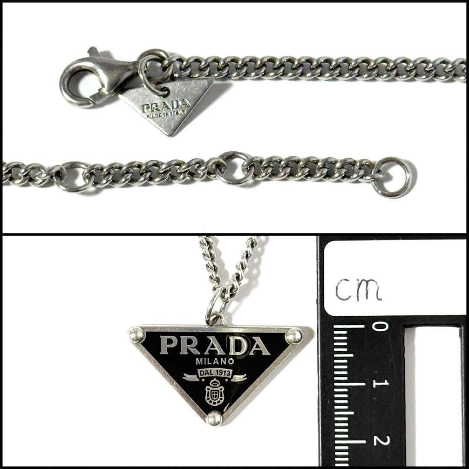 Prada Men's Women's Symbol Necklace Pendant Silver ref