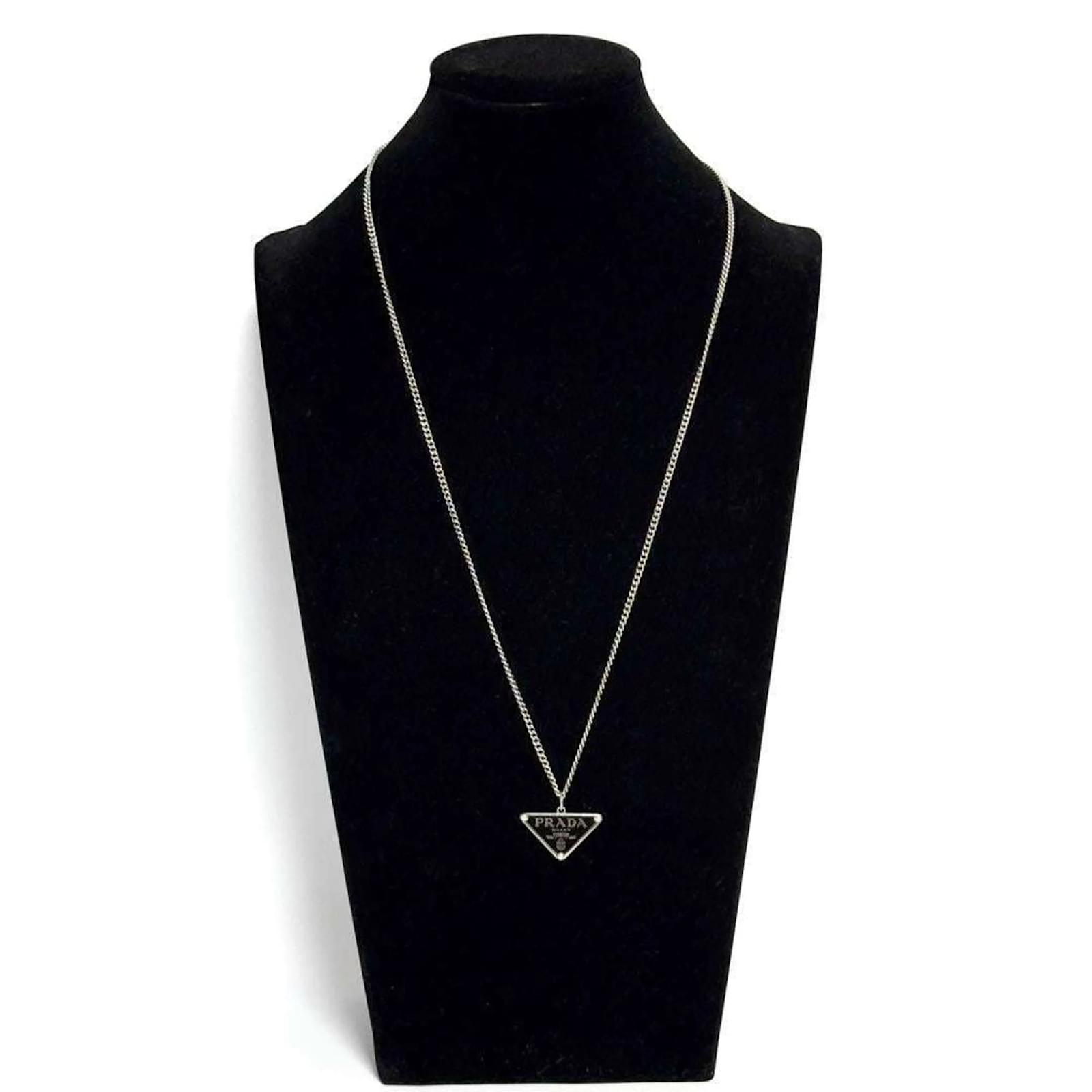 Prada Men's Women's Symbol Necklace Pendant Silver ref