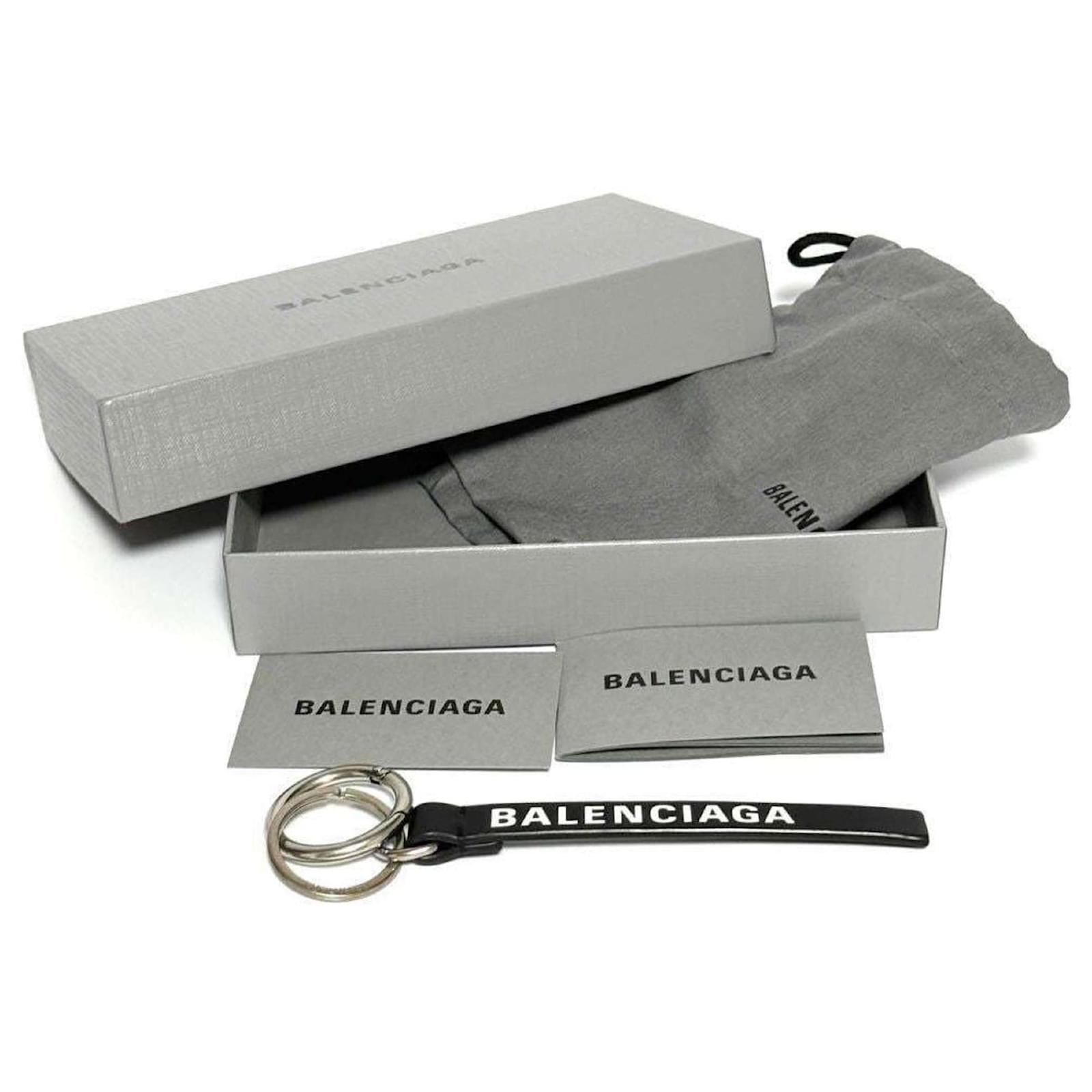 Balenciaga Men's Leather Keyring Black Metal ref.1729750