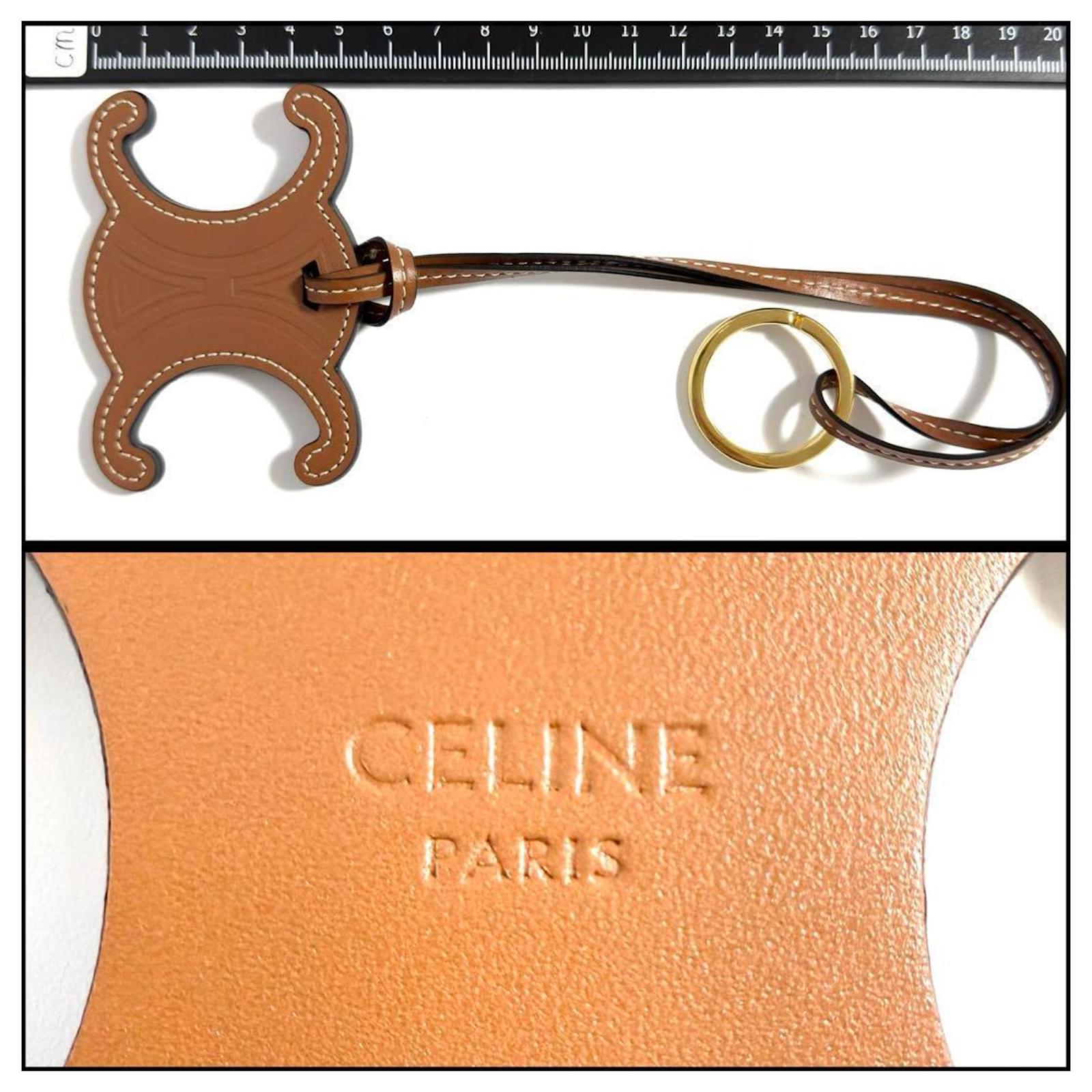 sasto　CELINE レザーキーホルダー ブラウン Céline CELINE Women's Triomphe Key Ring Charm Brown Leather ref