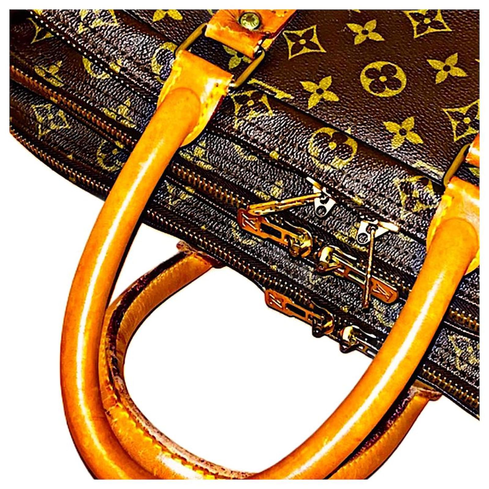 Authentic Vintage Louis Vuitton Rare Monogram Sac Trois Poche 50 Travel Bag Brown Leather Cloth  ref.1730743