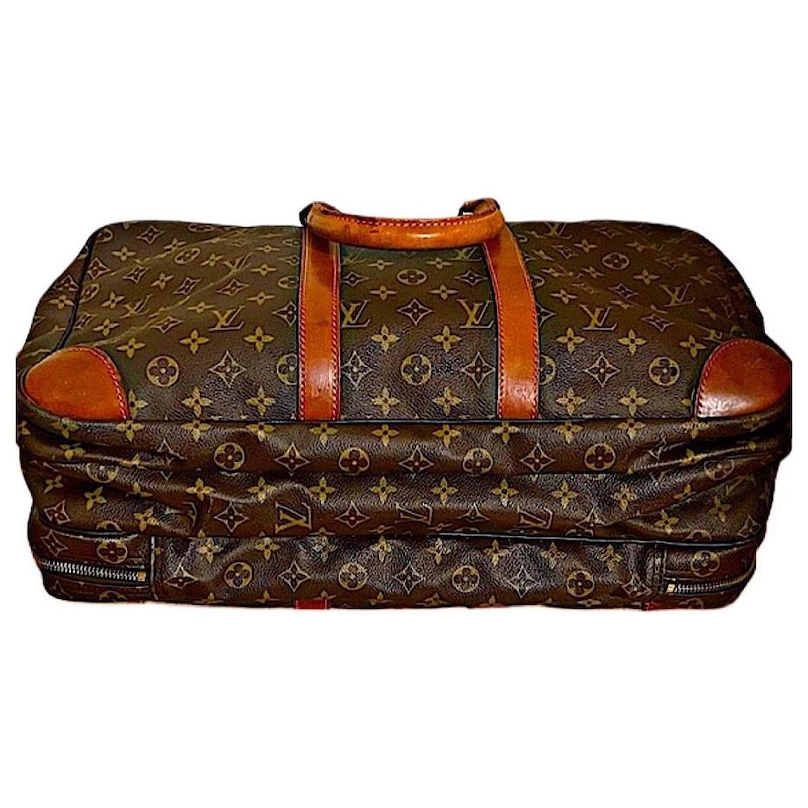 Authentic Vintage Louis Vuitton Rare Monogram Sac Trois Poche 50 Travel Bag Brown Leather Cloth  ref.1730743