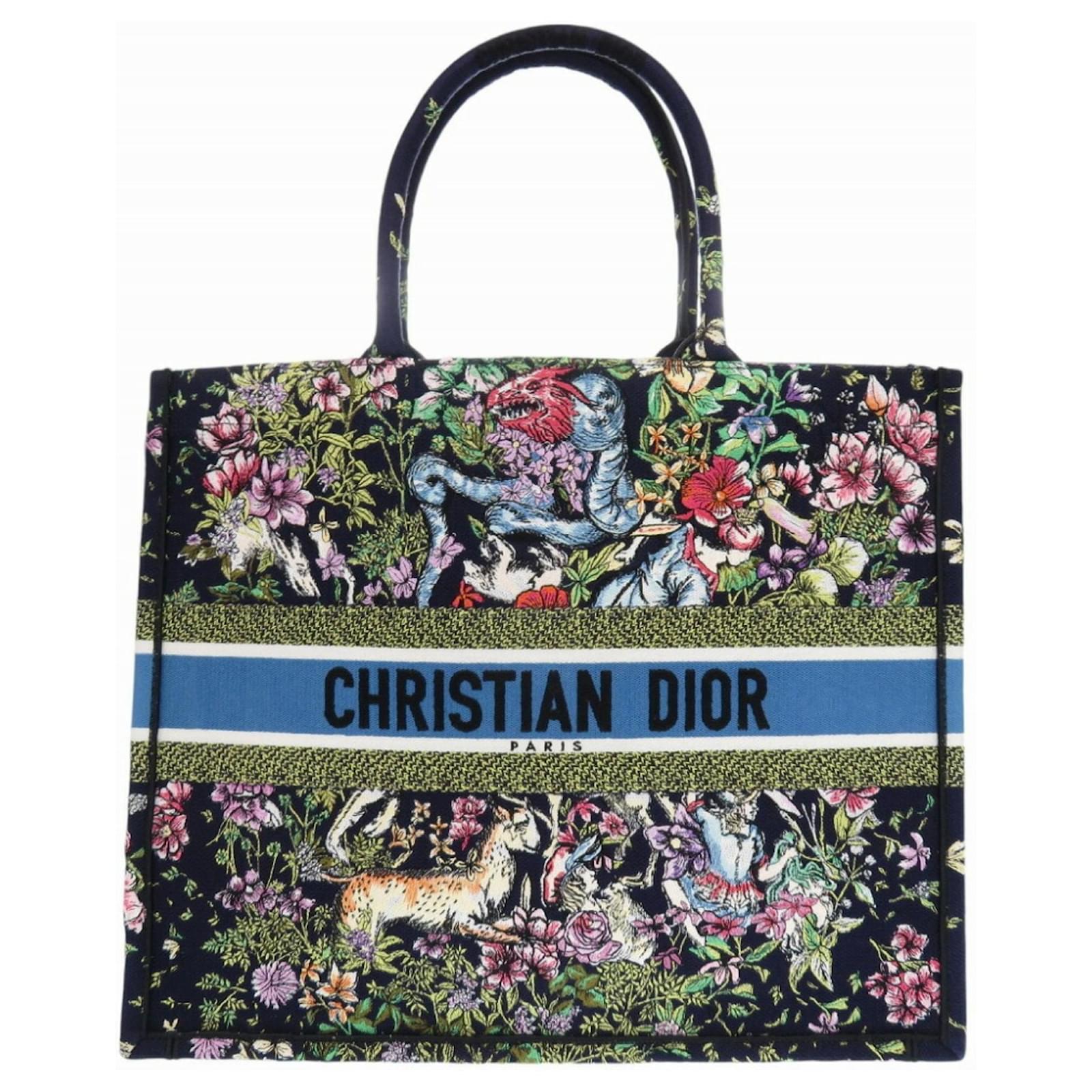 Christian Dior Book Tote Large in Navy Navy blue Cloth ref.1731097 Joli Closet