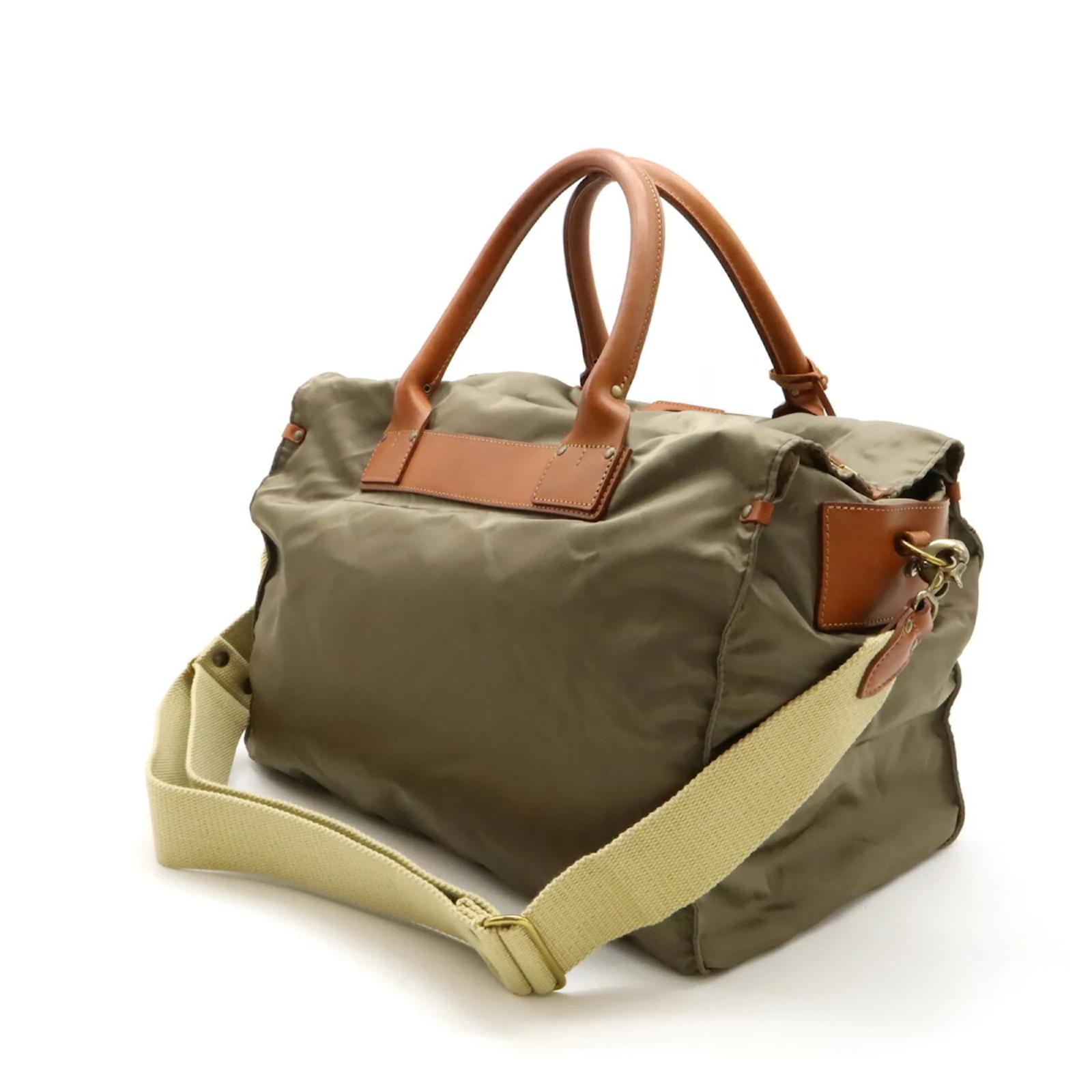 Autre Marque Felisi Brown and Khaki Boston Bag Leather Nylon ref