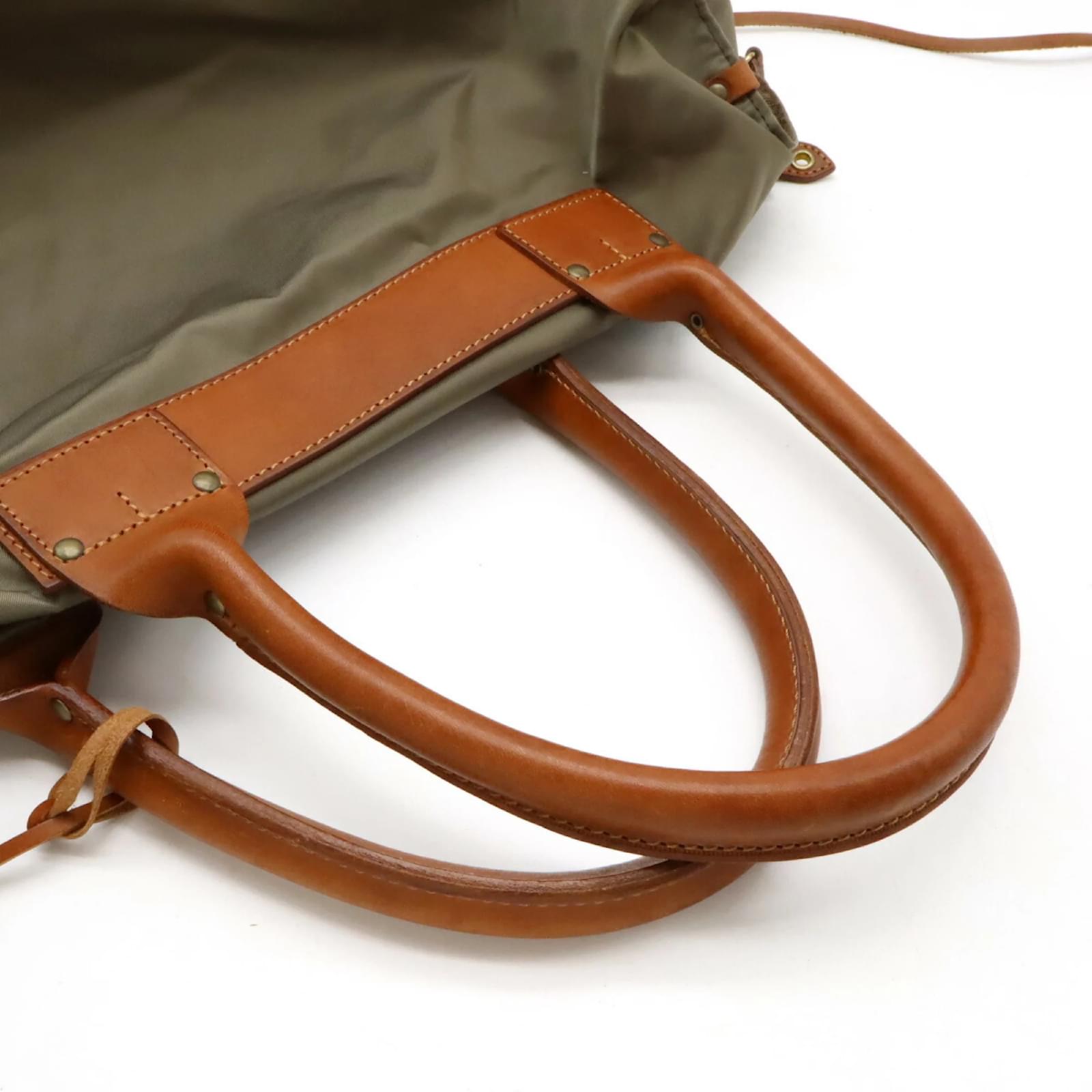 Autre Marque Felisi Brown and Khaki Boston Bag Leather Nylon ref