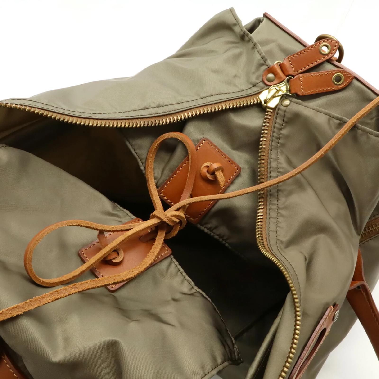 Autre Marque Felisi Brown and Khaki Boston Bag Leather Nylon ref