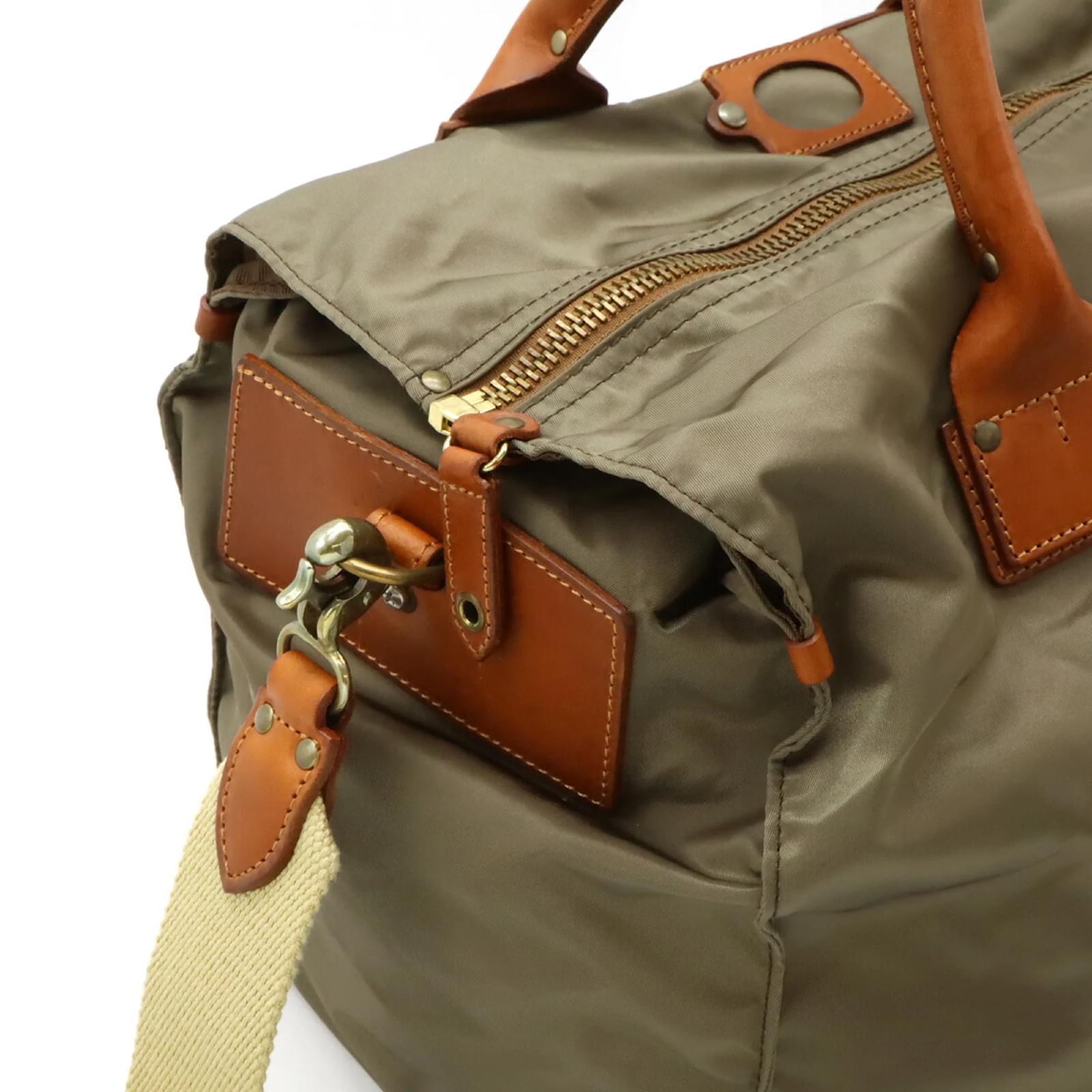 Autre Marque Felisi Brown and Khaki Boston Bag Leather Nylon ref