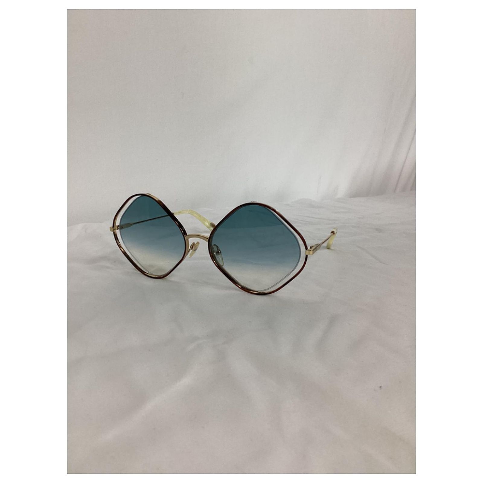 Chloe Poppy Sunglasses CE159s Gold Metal‎ Frame Gradient Lens Diamond Chloé - Poppy Octagonal Metal Sunglasses - Gold Havana Brown  main image 2