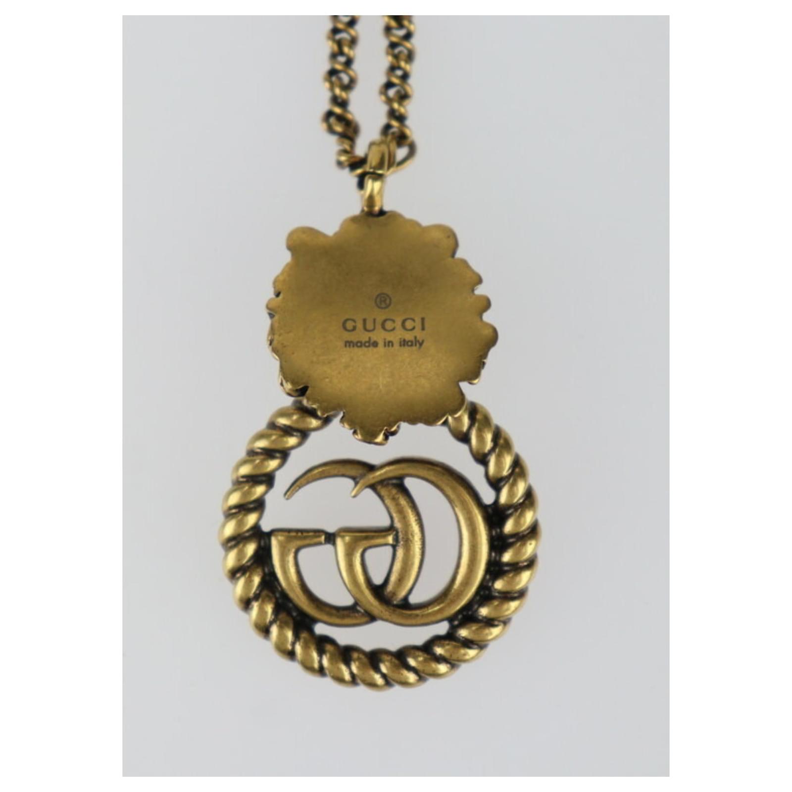 GUCCI Lion Head Necklace with Double G Metal Joli Closet