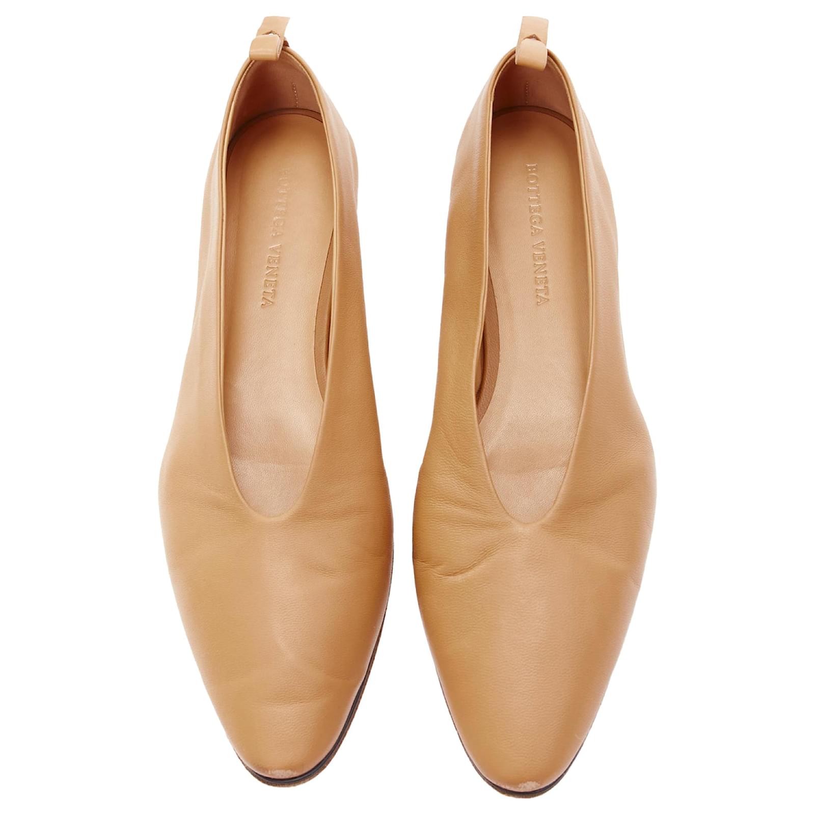 Bottega Veneta leather low vamp pointed ballet flats Brown