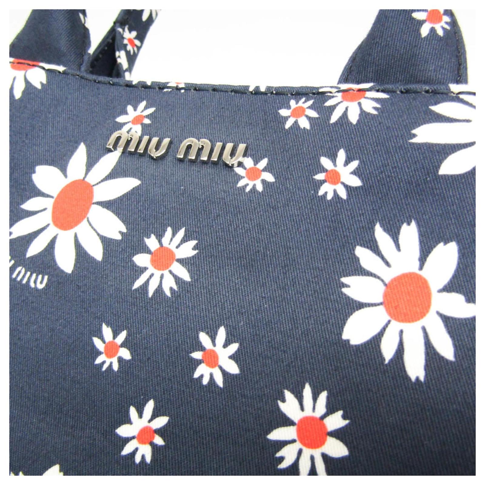 Miu Miu Flower TESSUTO STAMPAT 5BG439 Handbag Navy blue