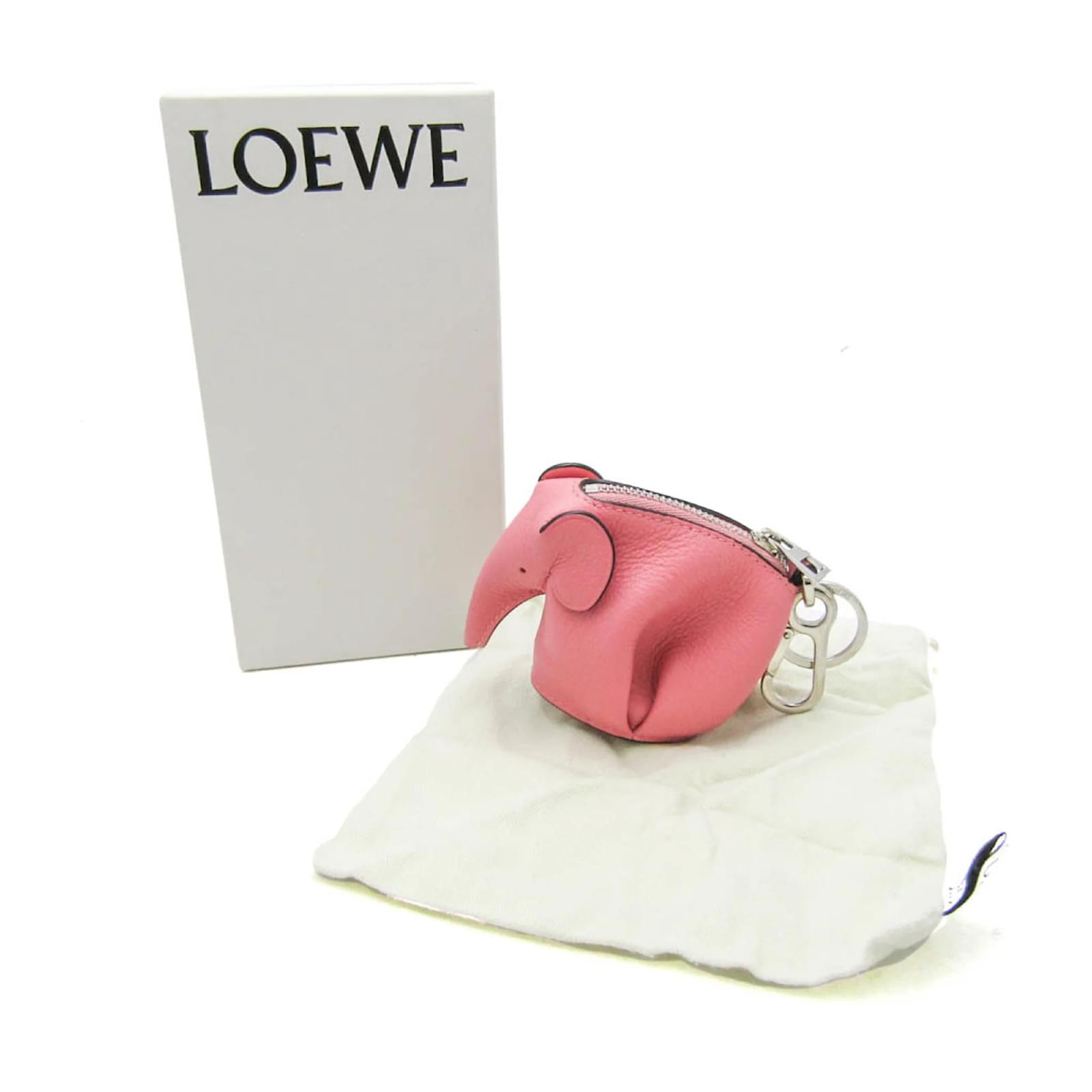 Loewe Elephant Keychain Leather Coin Purse Pink ref.1734232