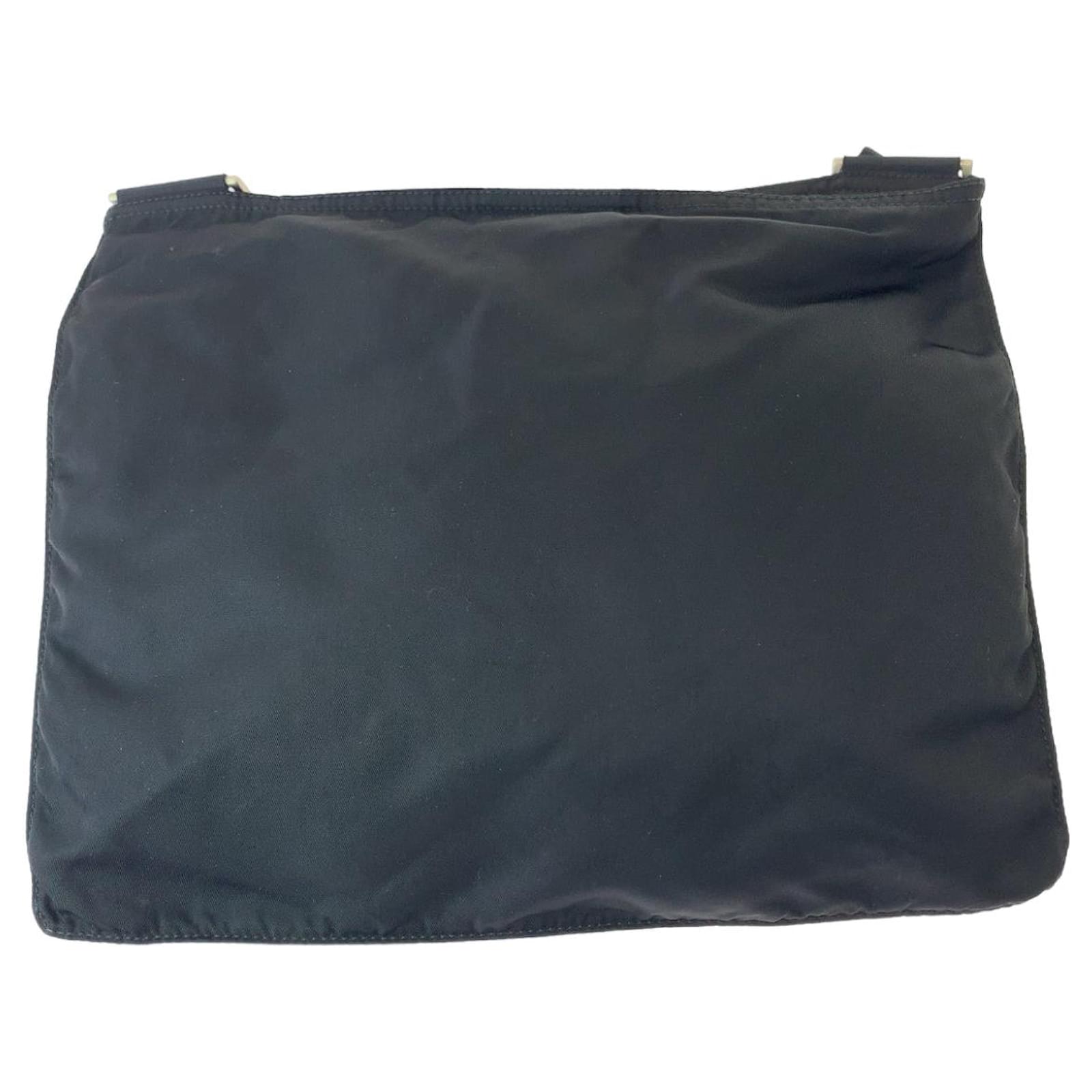 Prada Tessuto Nylon Triangle Logo Shoulder Bag Black Cloth ref