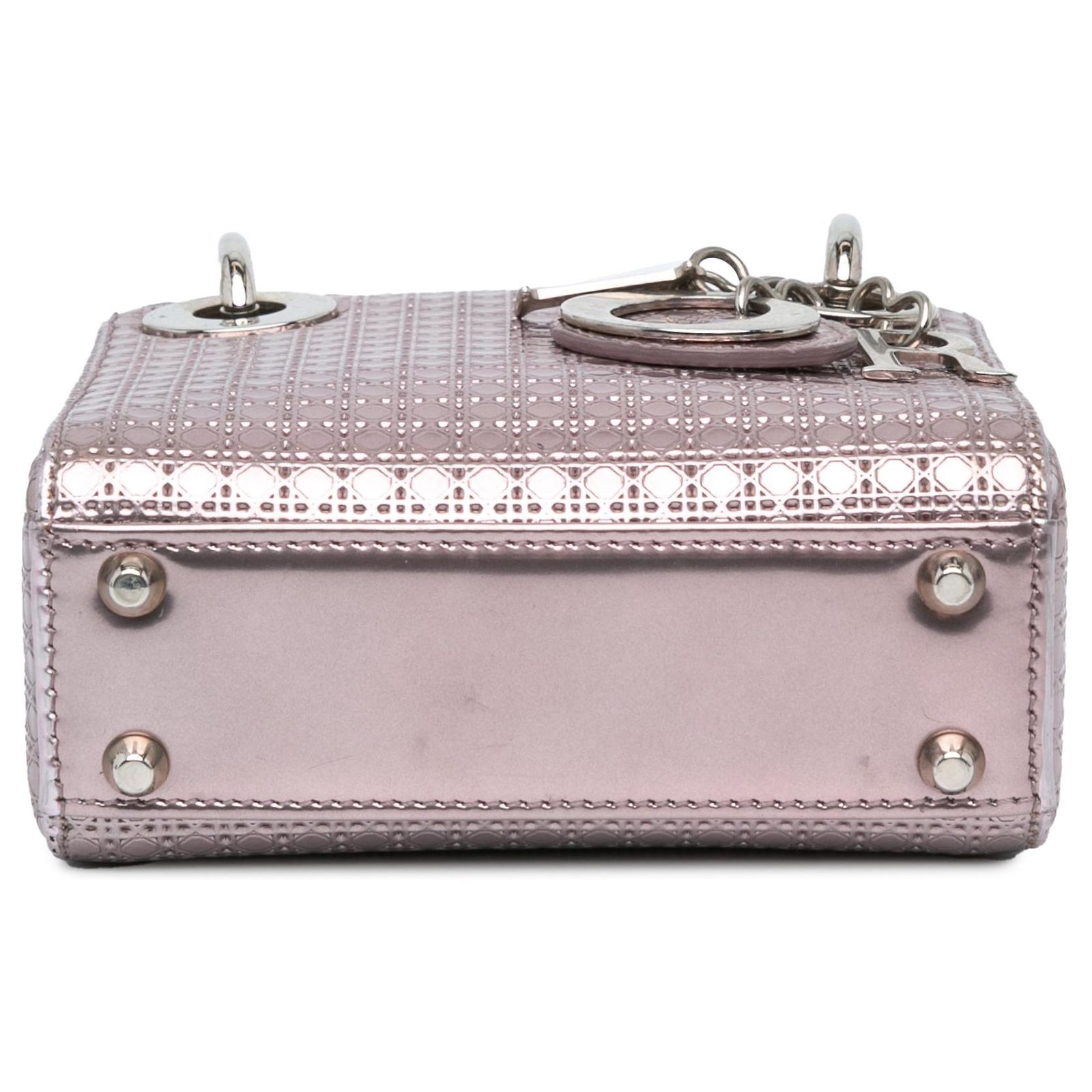 Pink Dior Mini Metallic Patent Microcannage Lady Dior Satchel Leather ...