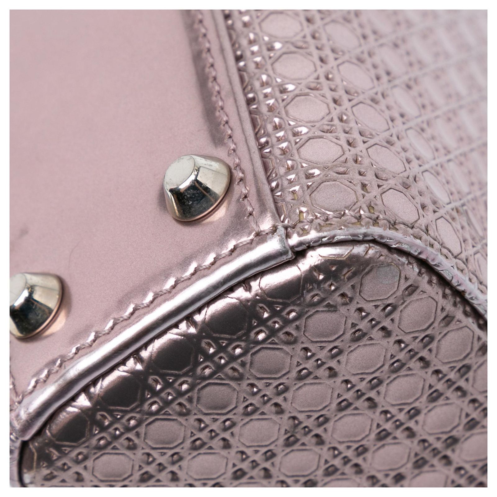 Pink Dior Mini Metallic Patent Microcannage Lady Dior Satchel Leather ...