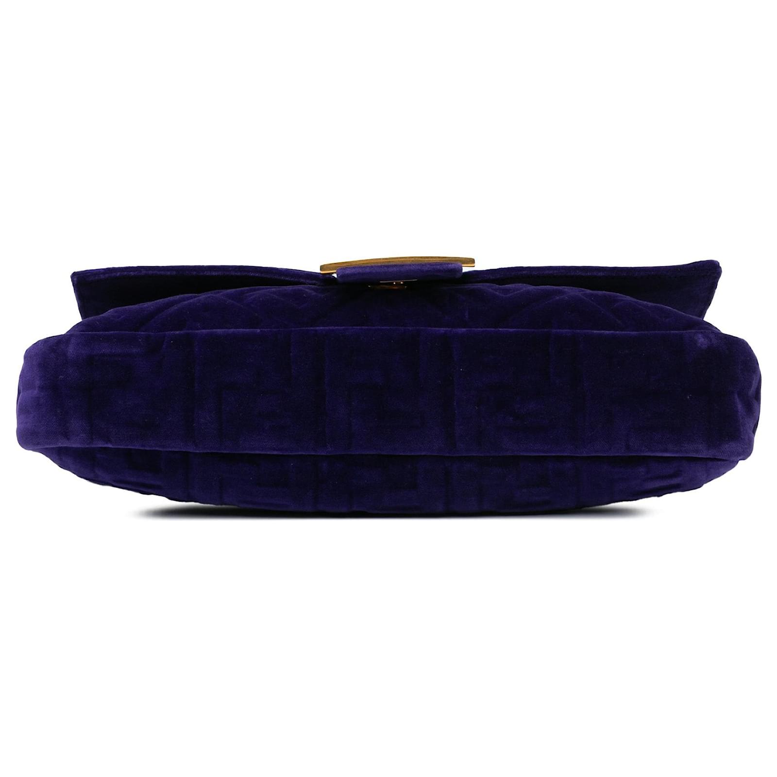 Purple Fendi Large Zucca Embossed Velvet Baguette Satchel ref