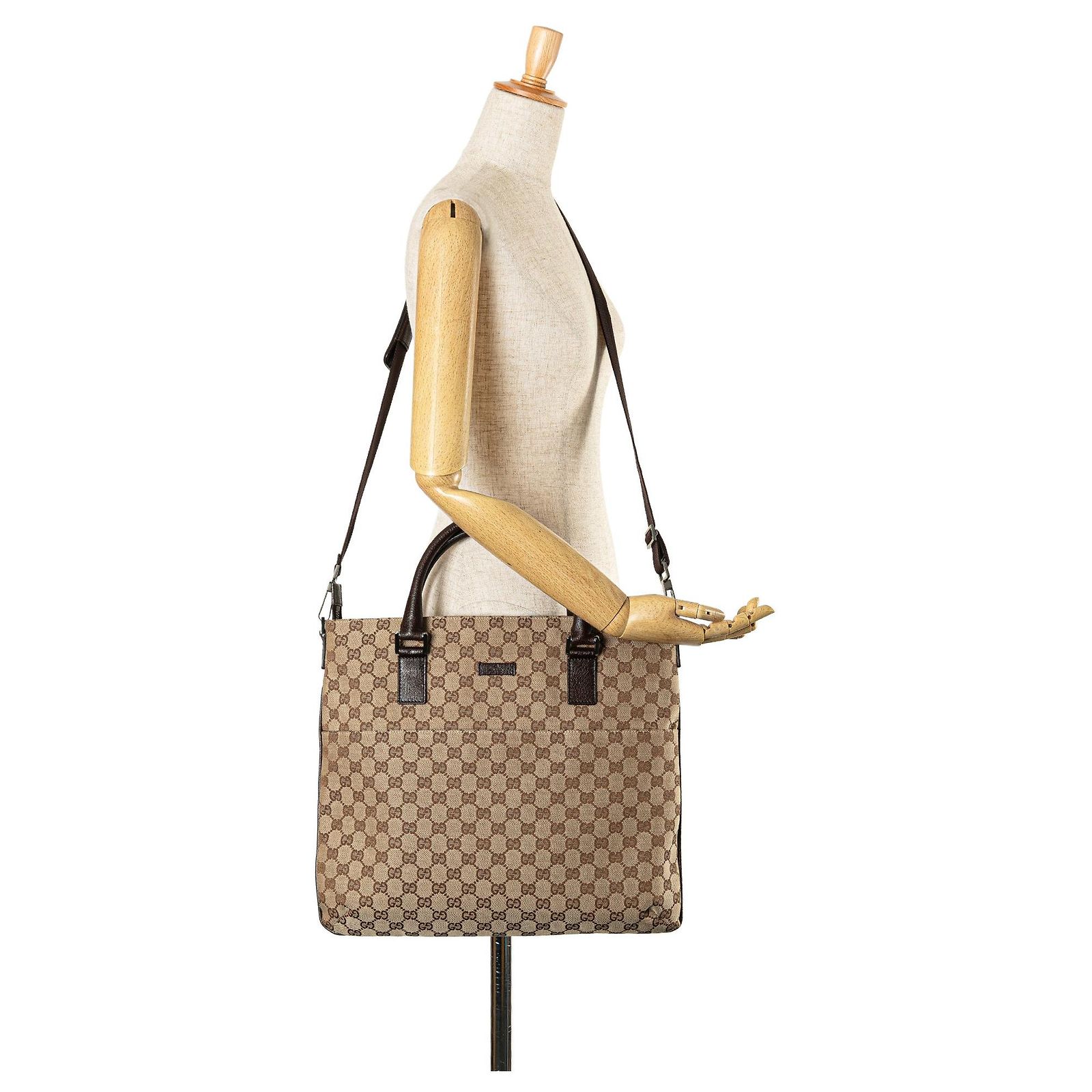 Brown Gucci GG Canvas Satchel Leather ref.1735616 - Joli Closet