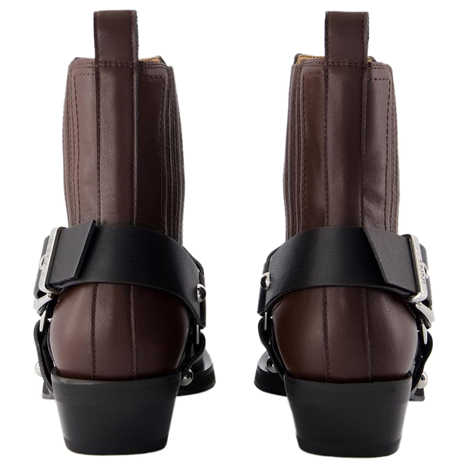 【関税込み】Chelsea Western Boots - Ganni - Synthetic Leathe GANNI Women's Square Toe Chelsea Boots | Bloomingdale's
