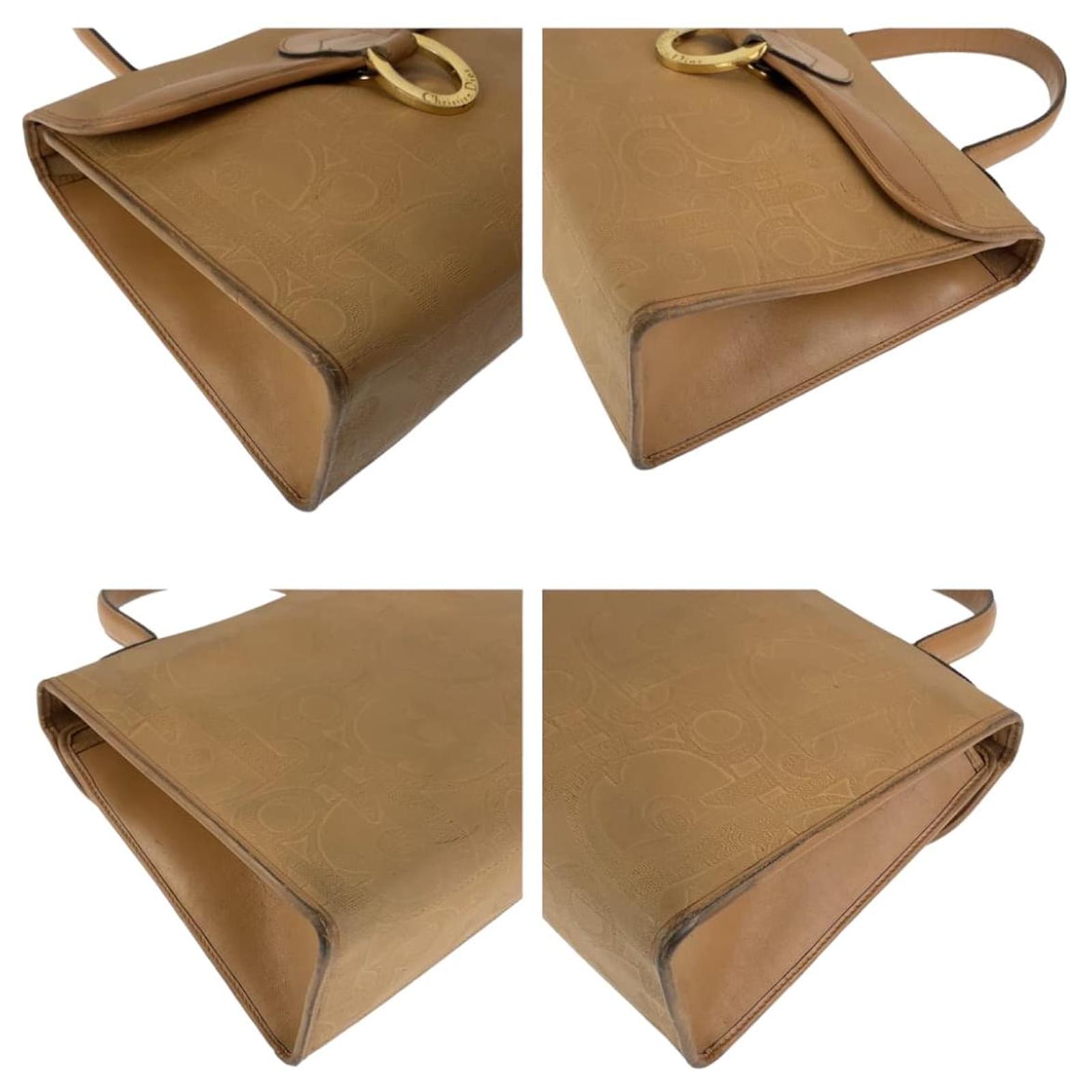 Christian Dior Dior Vintage Coated Canvas Leather 2WAY Bag Brown