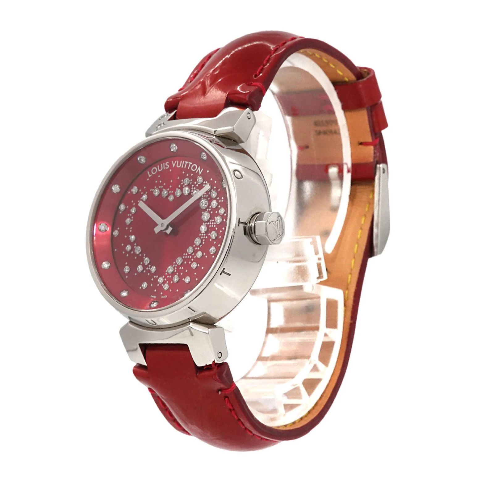 Vuitton authentic Tambour Valentine\'s Day red heart limited edition watch women Louis Vuitton Tambour Attraction Heart Diamond Ladies Watch  main image 3