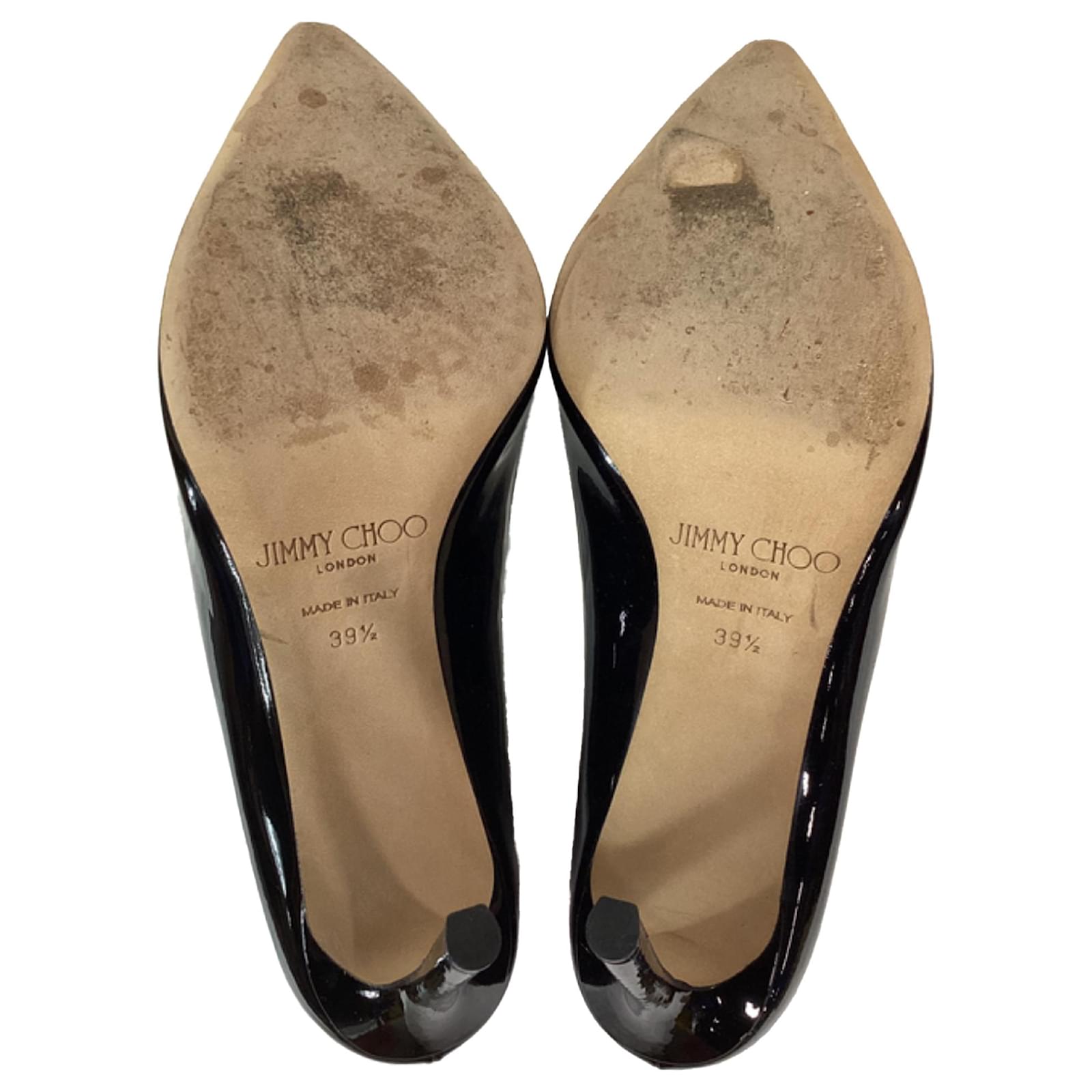 Jimmy Choo Romy 100 Pointed Pumps in Black Patent Leather ref