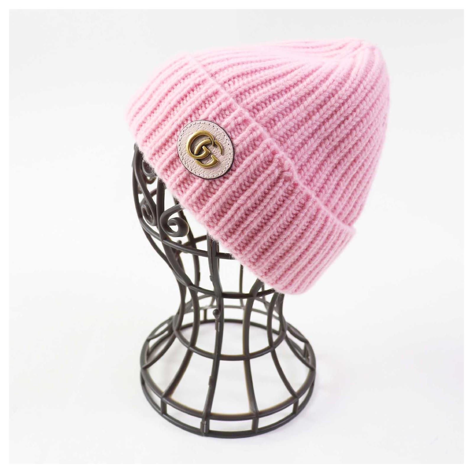 Cappello in lana, cashmere e pelle lavorato a maglia per donne