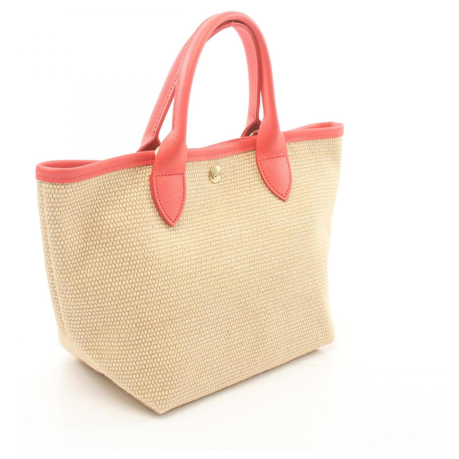 Longchamp Leather × Straw Le Pliage Panier 2way Bag