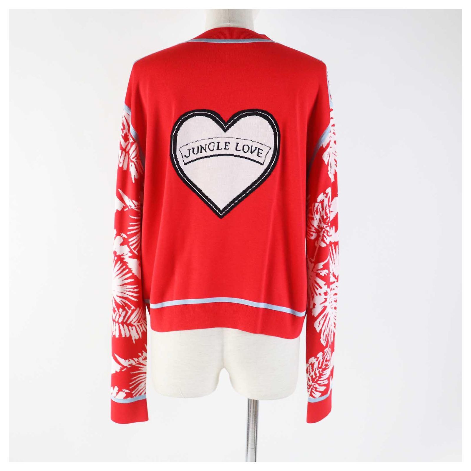 Pull HERMES Jungle Love - Imprimé Soie Et Tricot - Taille 46 Rouge - Occasion Parfait état