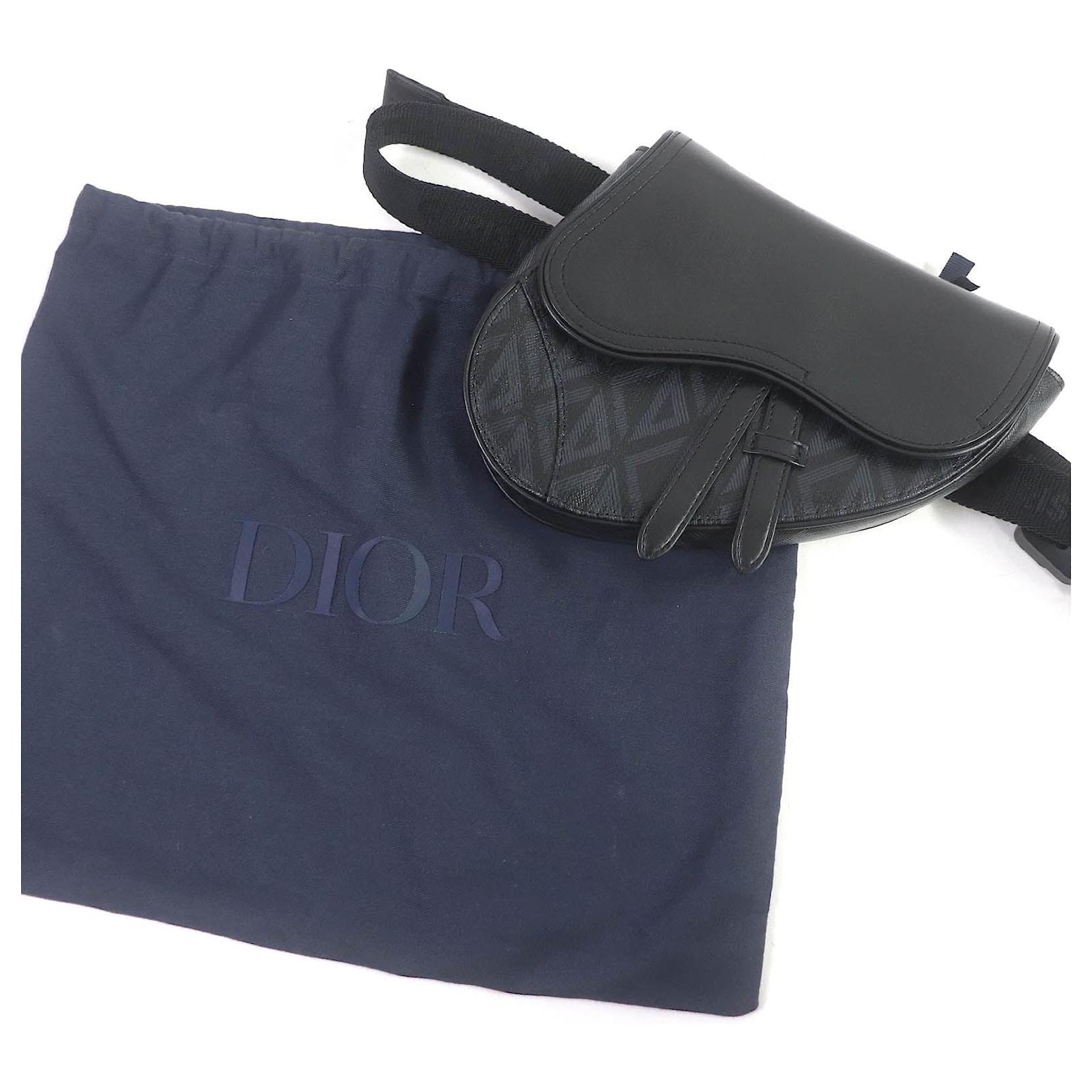 Dior Saddle Mini CD Diamond Logo Leather Body Bag Black ref