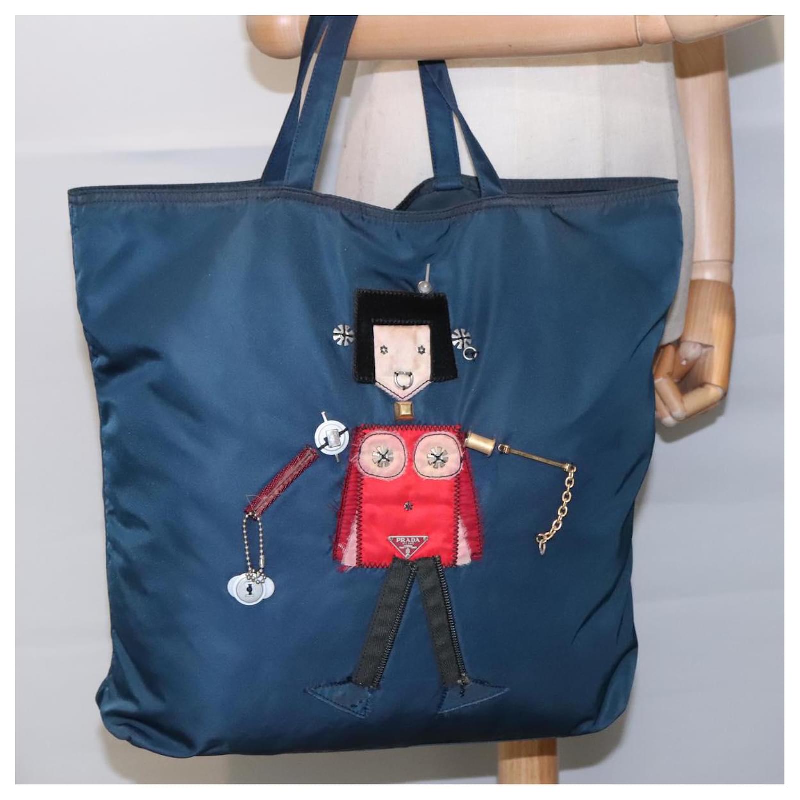 PRADA Robot Tote Bag Nylon Navy Auth 93015 Navy blue ref.1744744