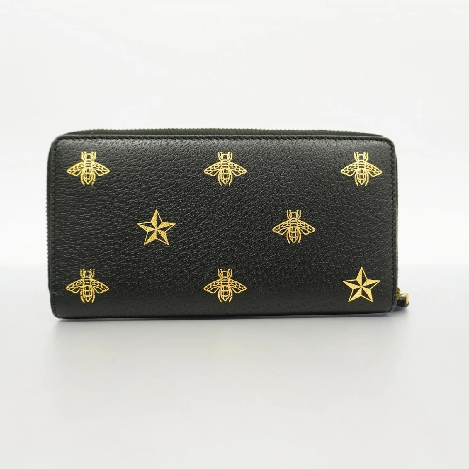 Gucci Long Wallet Bee & Star Black Leather ref.1746194