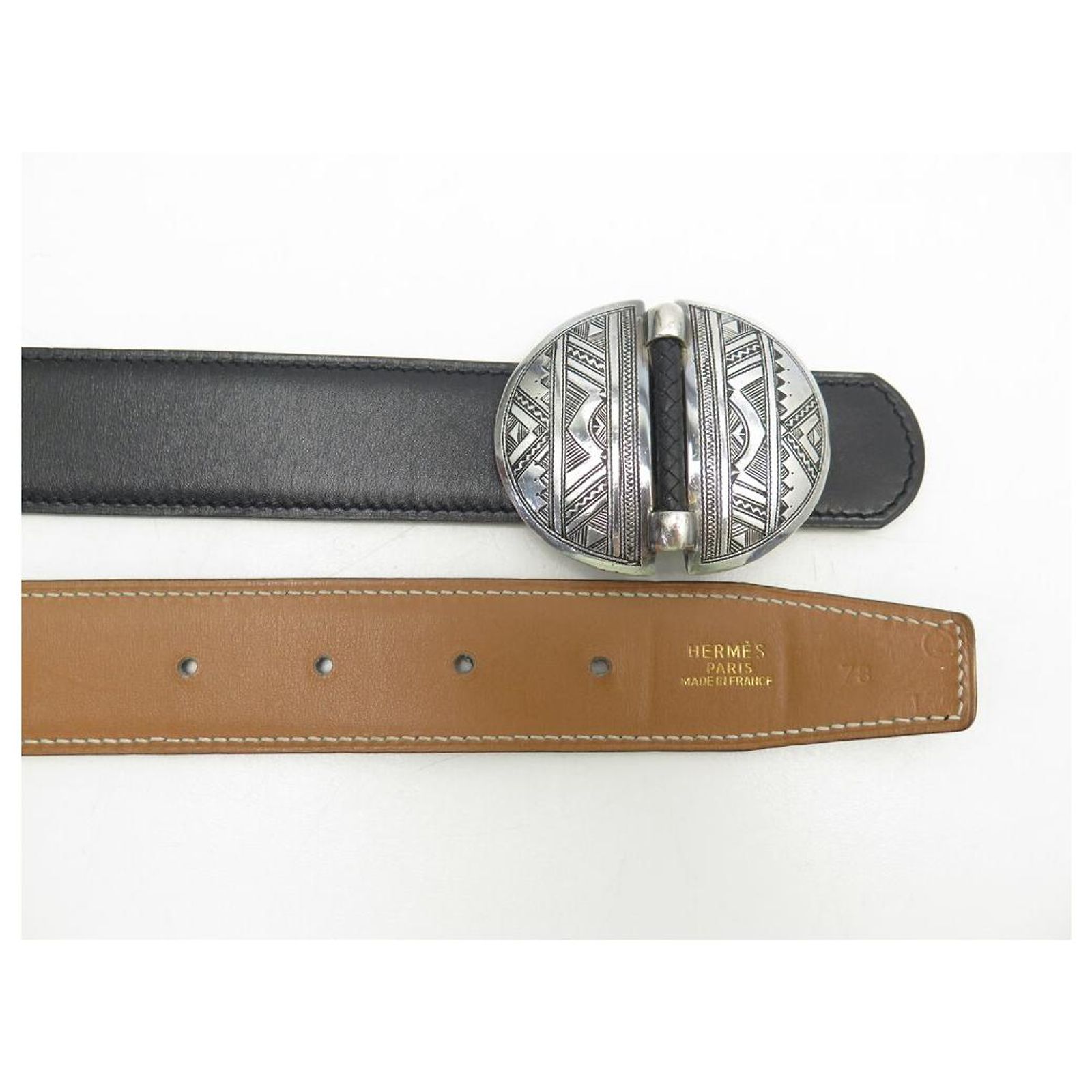 Hermès HERMES TOUAREG BUCKLE BELT IN 925 SILVER REVERSIBLE  display picture 2