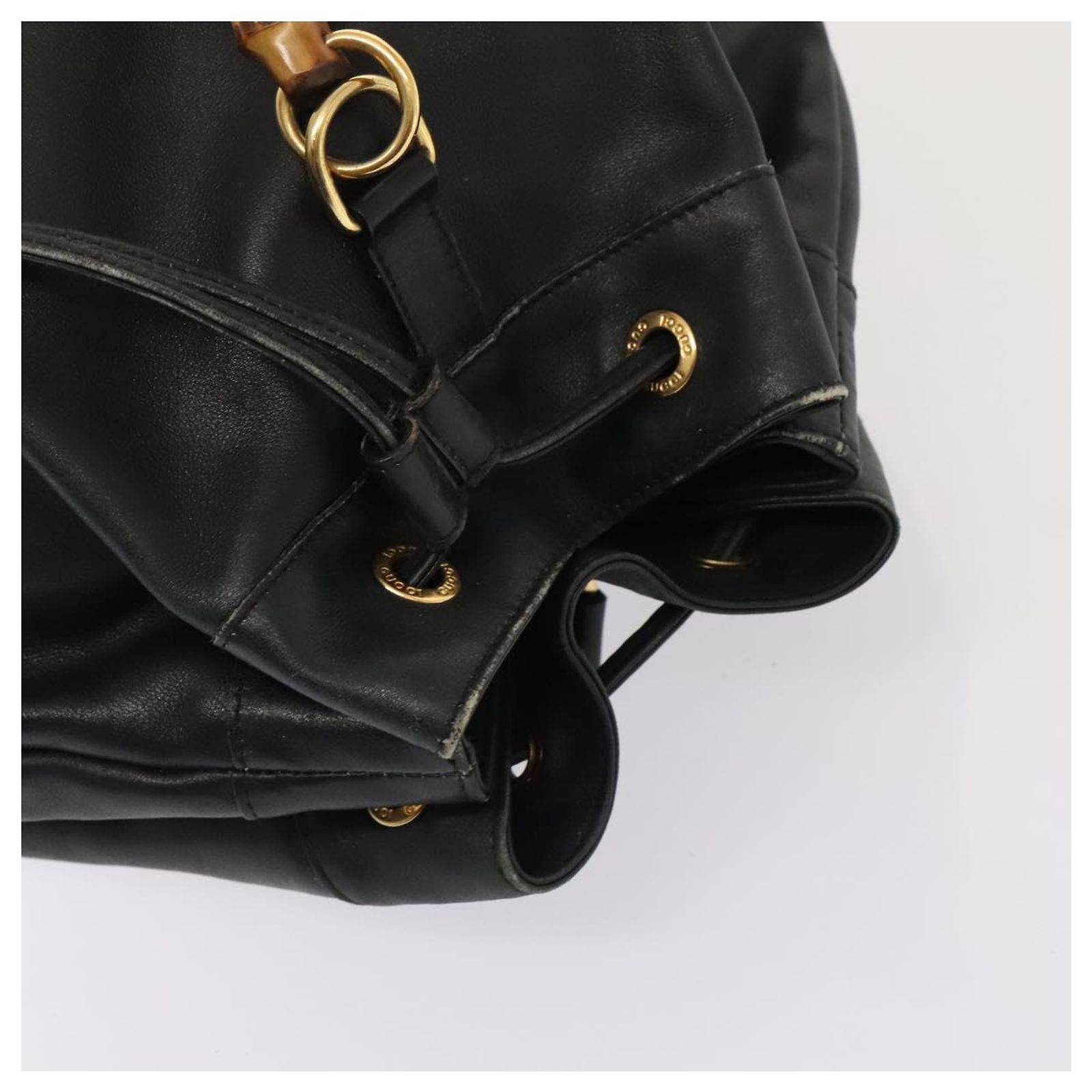 GUCCI Bamboo Backpack Suede Black Gold 003 2855 0043 0 Auth 159977 GUCCI Bamboo Backpack Suede Navy Gold 003 2034 0030 Auth  main image 4