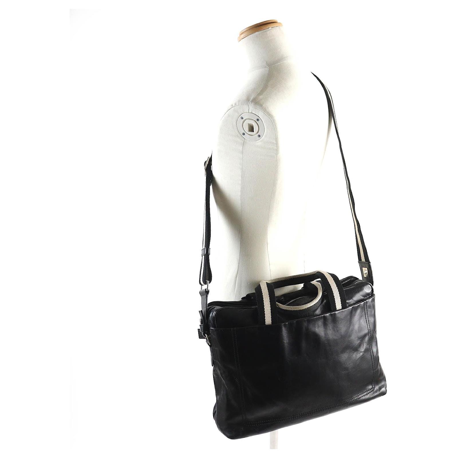 Bally Trainspotting 2WAY Leather Canvas Bag Black ref.JC1748216