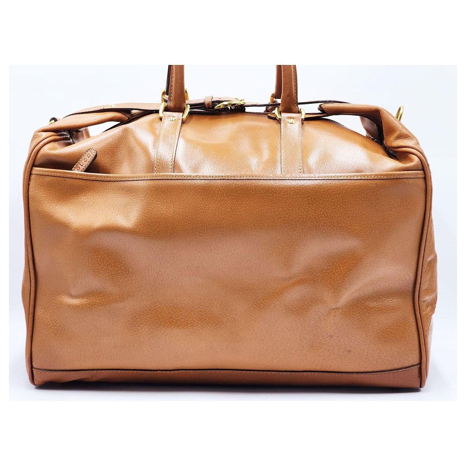 Gucci Vintage Cognac Boston Travel Weekender Bag Leather ref  Fabulous Rare Vintage Gucci Imprime Duffle Weekender Luggage Travel  Boston bag main image 0