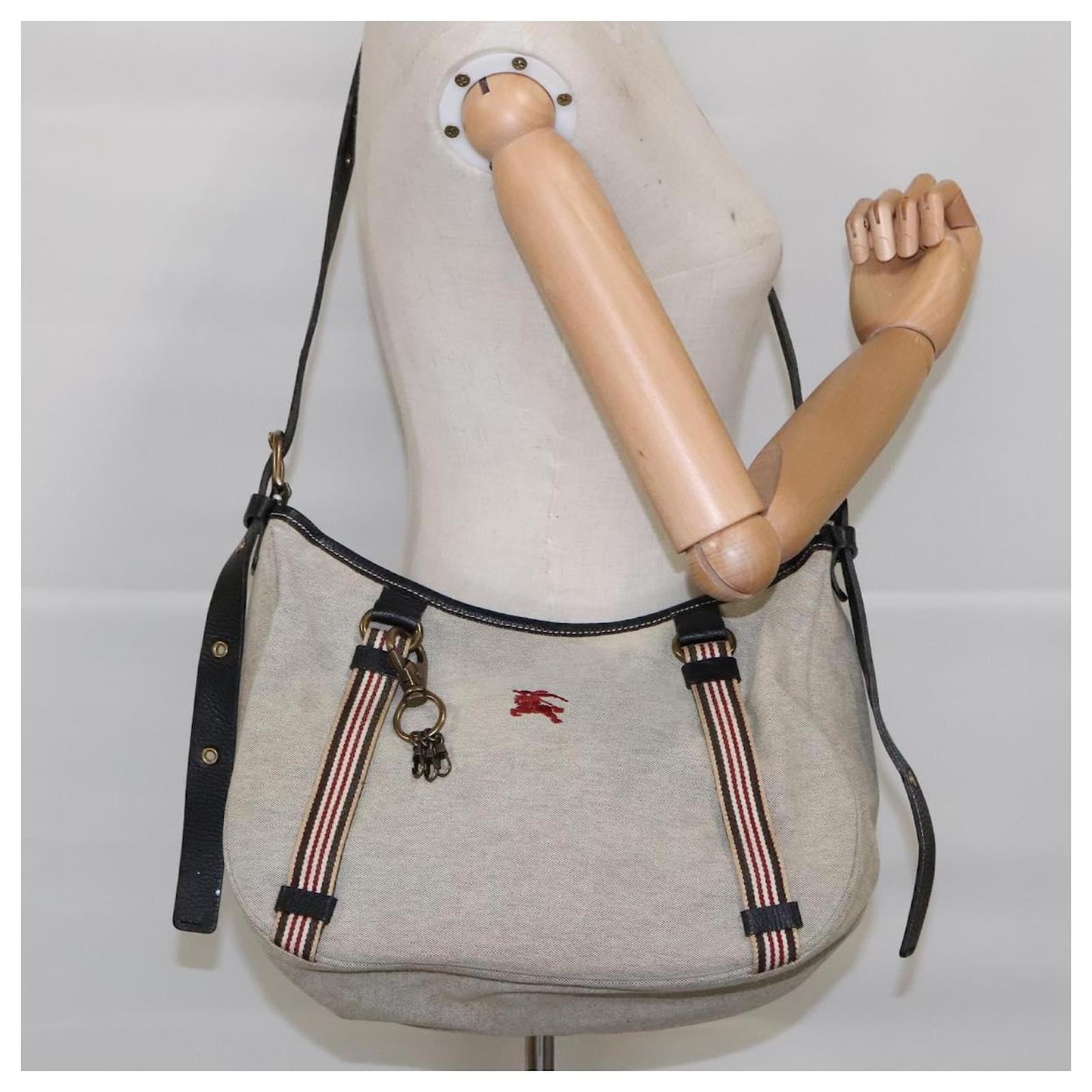 BURBERRY Blue Label Shoulder Bag Canvas Gray Auth ti2141 Brown