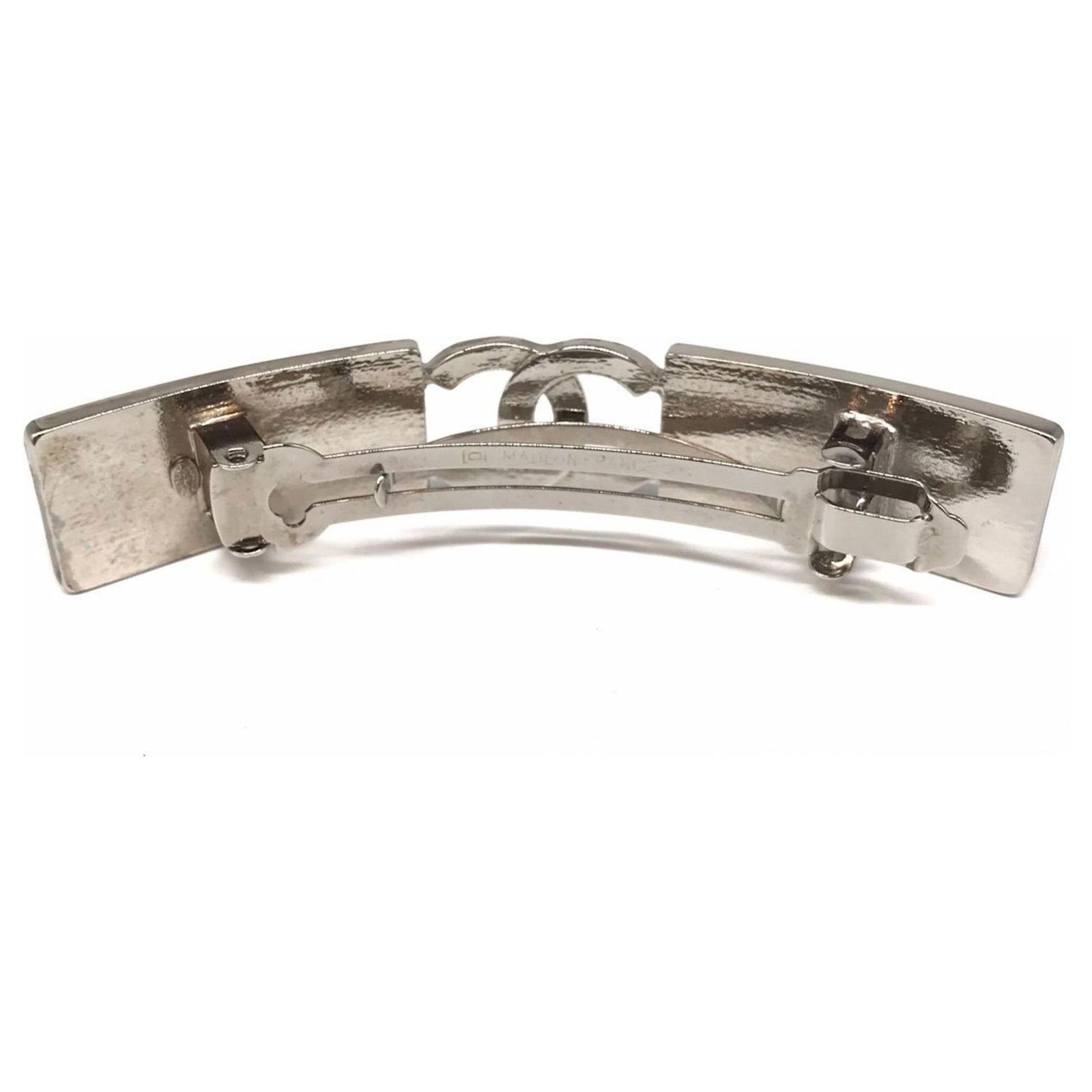 Chanel Barrette Silver Coco Mark Hair Clip Metal CHANEL Authentic Vintage CHANEL Hair Clip | Silver COCO Mark  main image 2