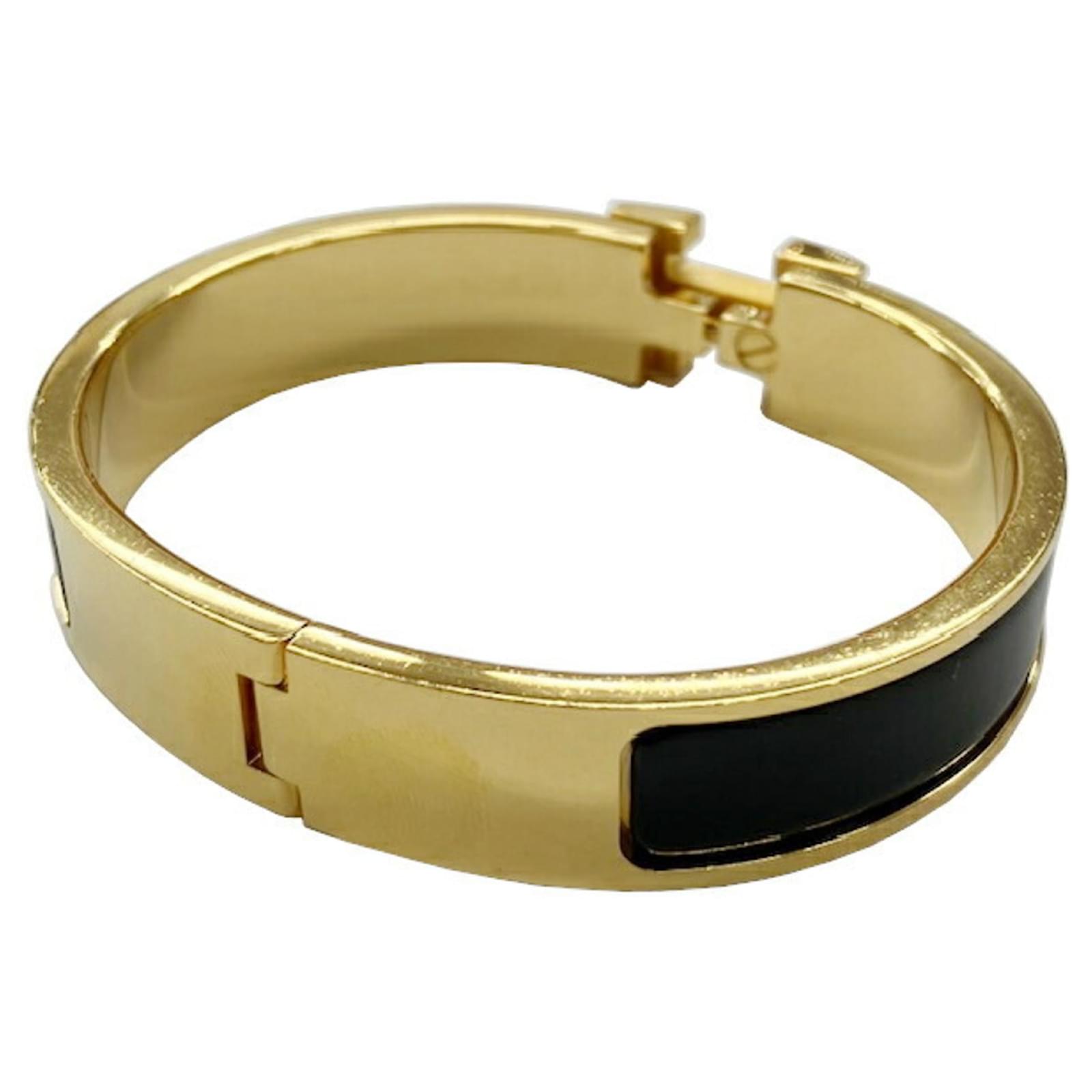 Hermès Hermes Click Clack Black H Bangle Bracelet Golden ref