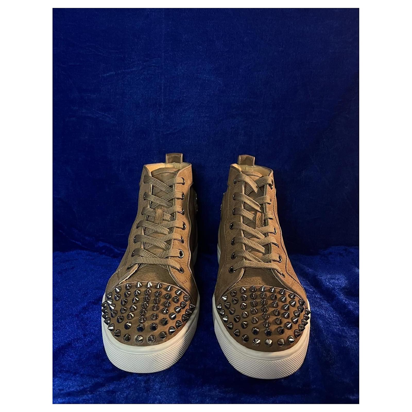 Baskets montantes Christian Louboutin Homme 40 Cuir Marron Beige